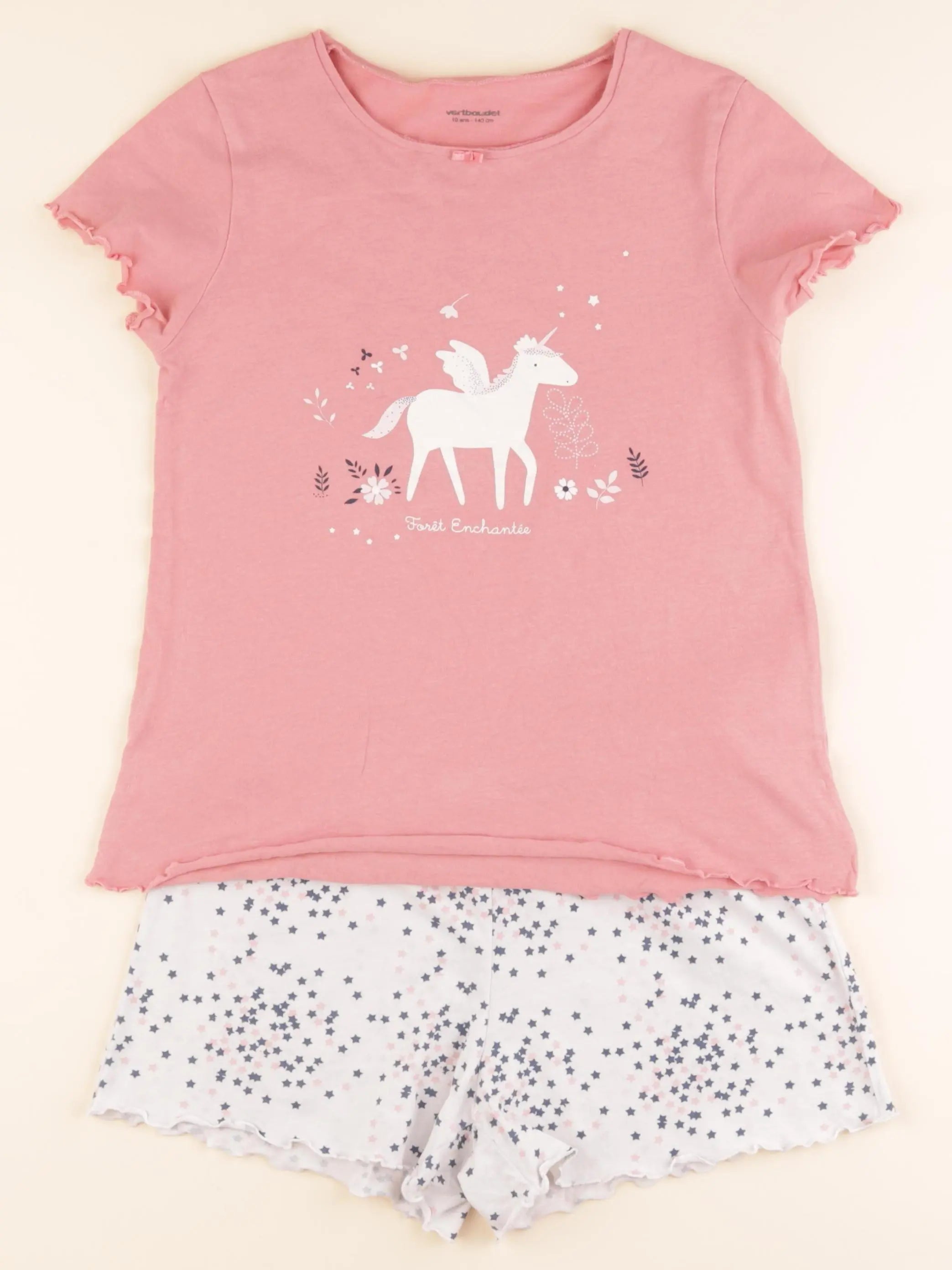 Vertbaudet - pyjama coton rose - 10 ans