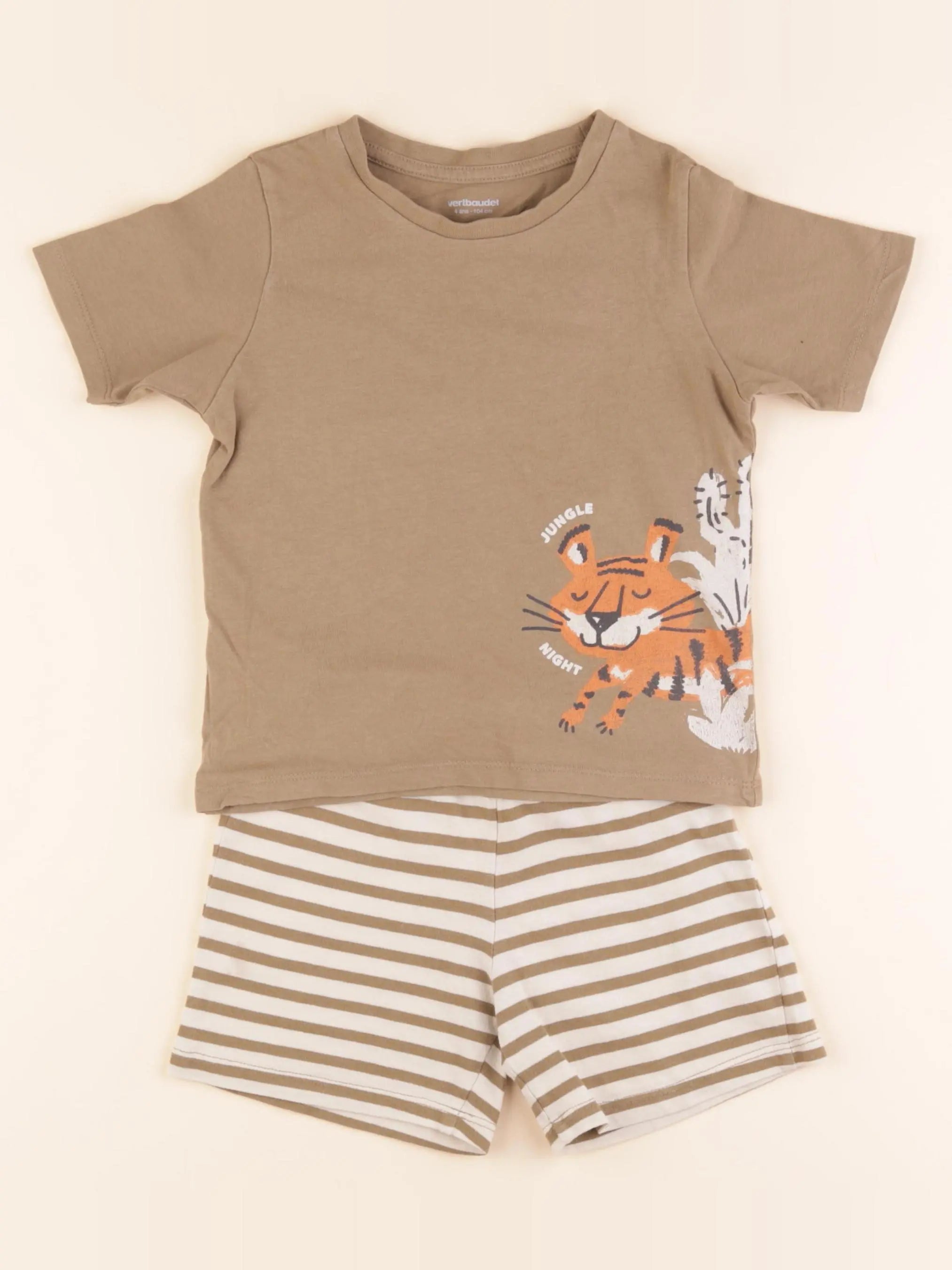 Vertbaudet - pyjama coton marron - 4 ans