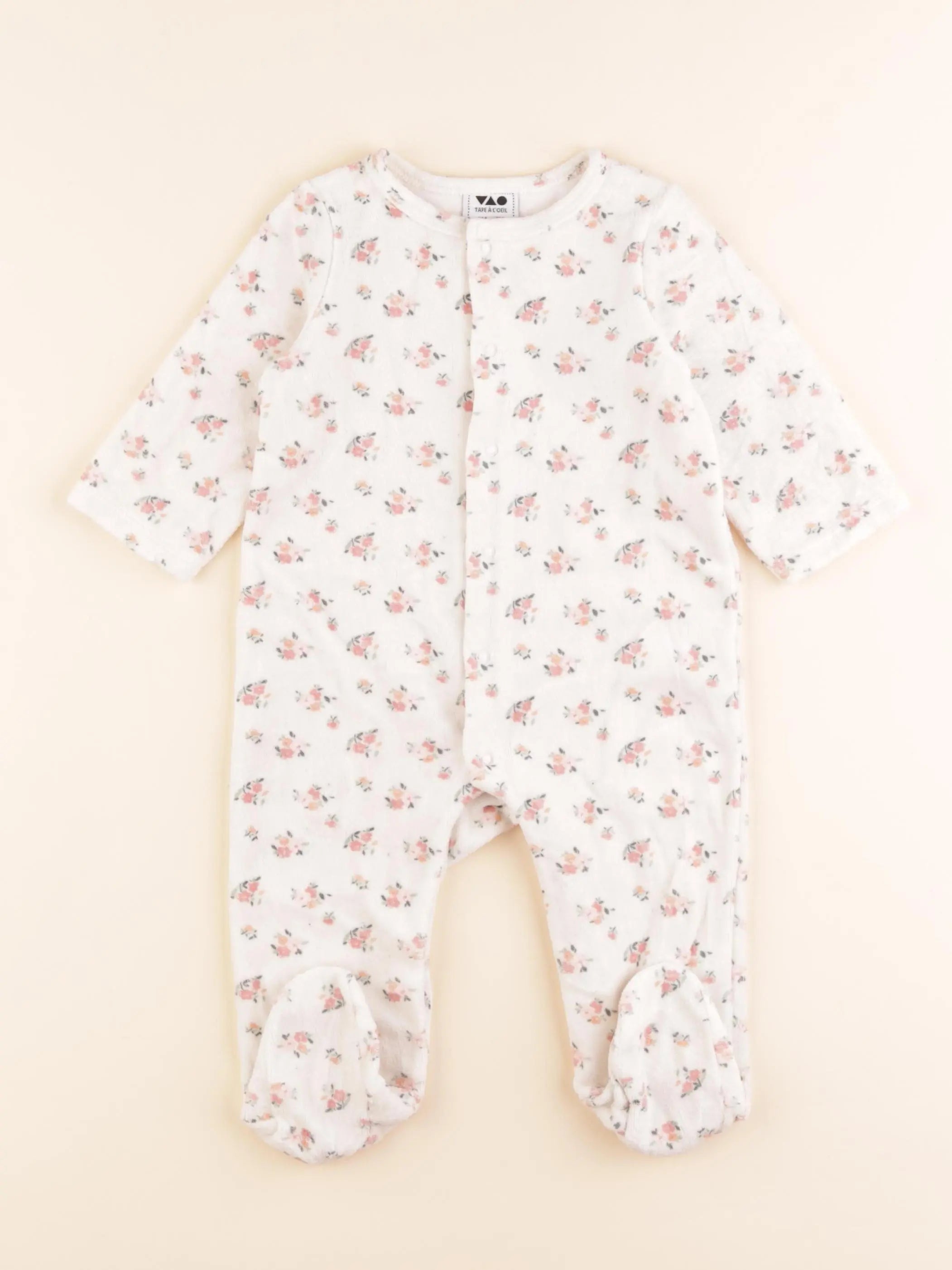 Tape à l'oeil - pyjama velours beige - 9 mois