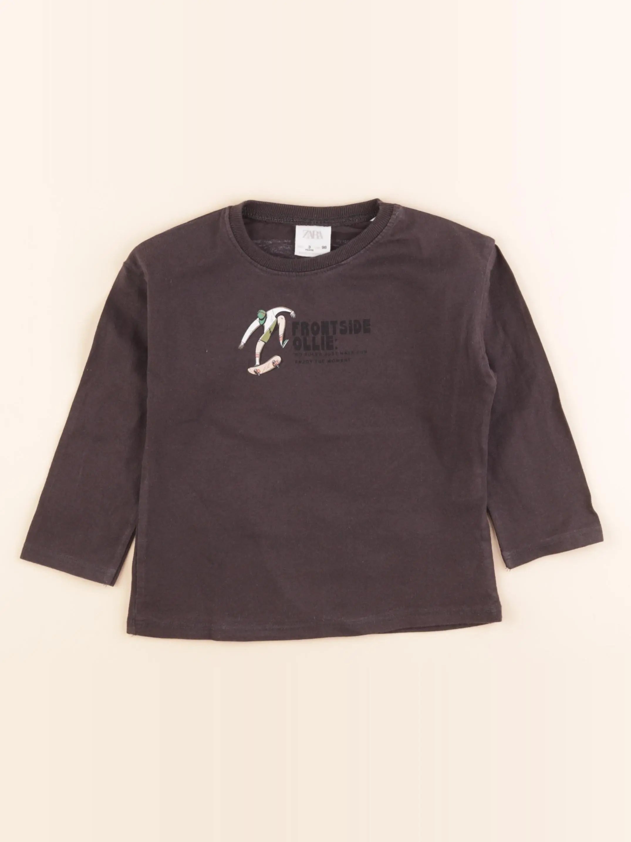 Zara - tee-shirt imprimé au dos gris - 3 ans
