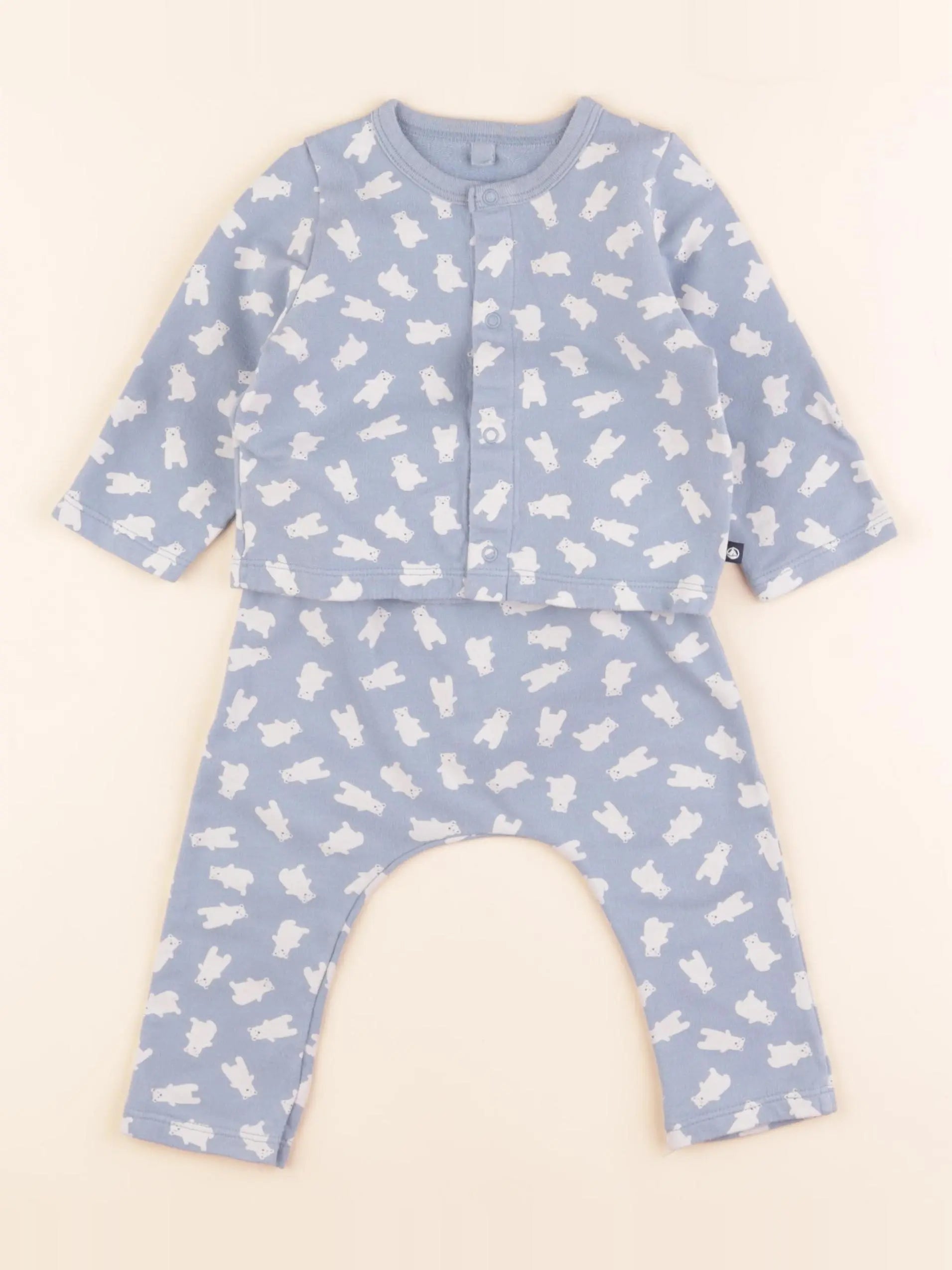 Petit Bateau - ensemble bleu - 12 mois