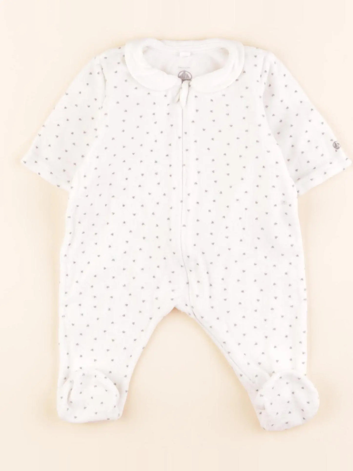 Petit Bateau - pyjama velours blanc - 1 mois