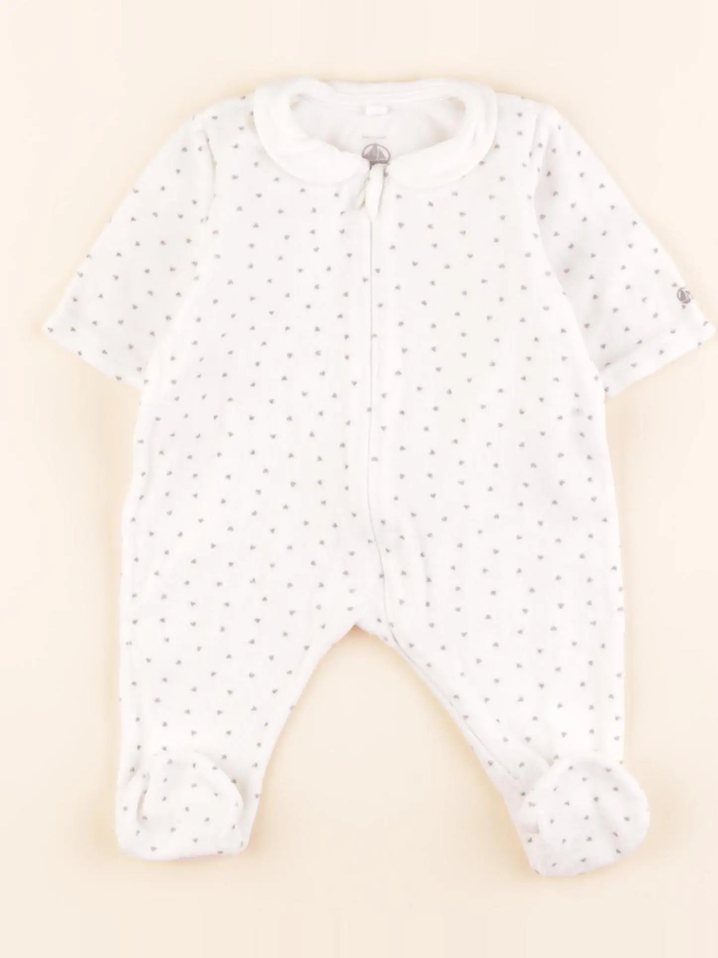 Petit Bateau - pyjama velours blanc - 1 mois
