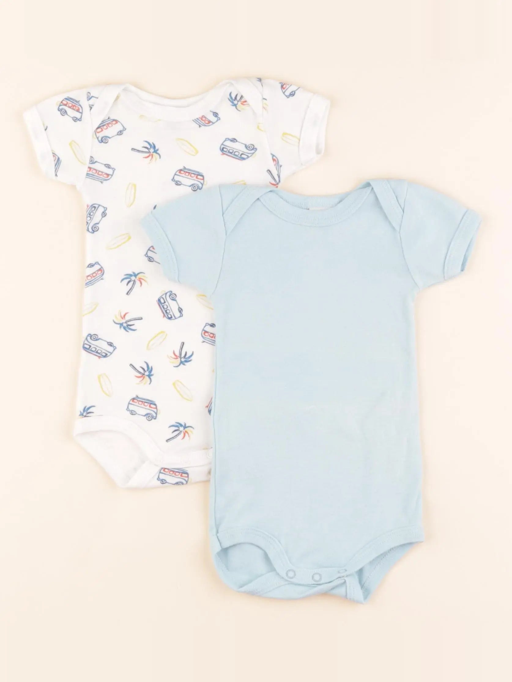 Petit Bateau - lot de 2 bodies en coton bleu, blanc - 3 mois