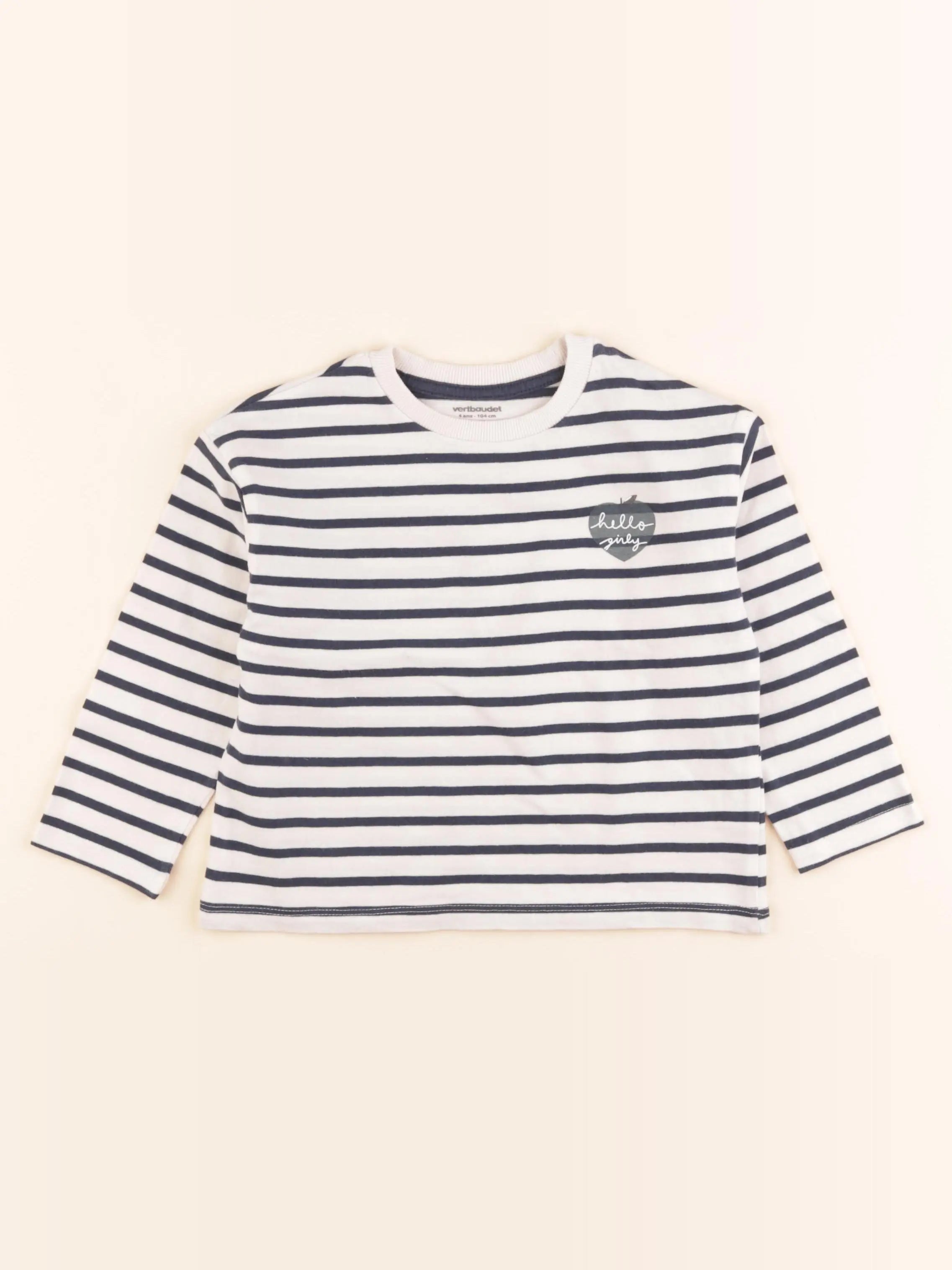 Vertbaudet - tee-shirt bleu, blanc - 4 ans