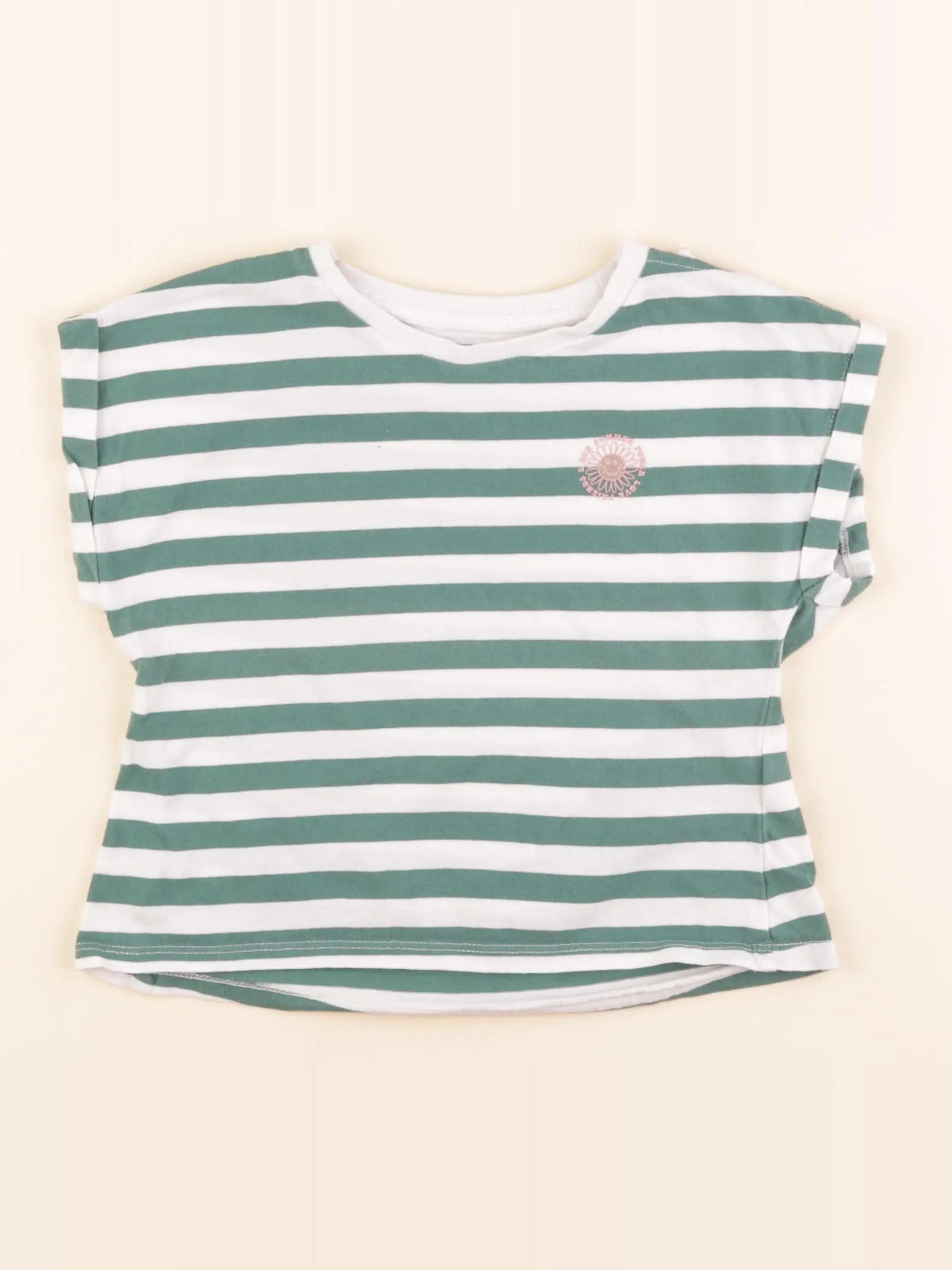 Vertbaudet - tee-shirt blanc, vert - 6 ans