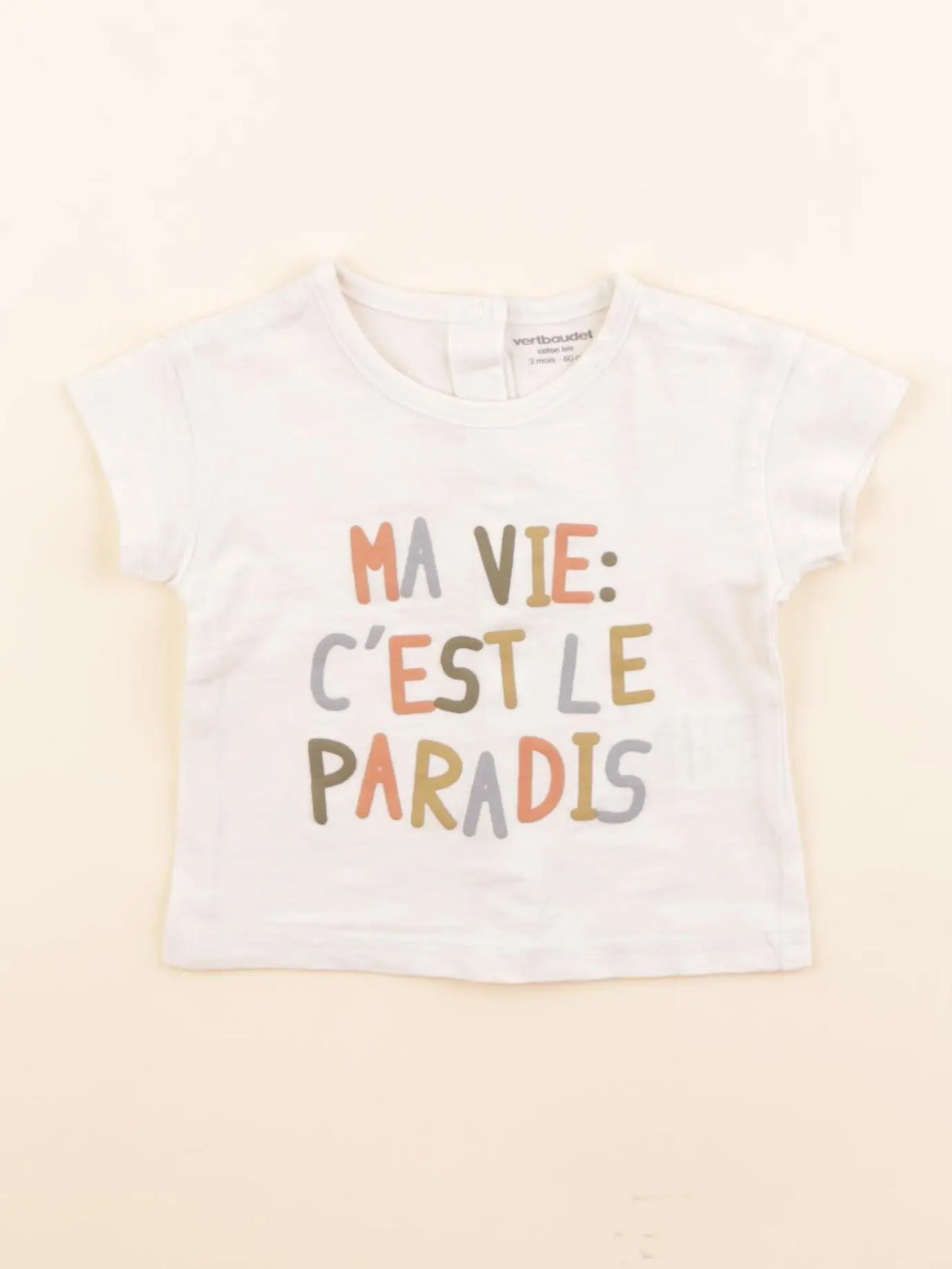 Vertbaudet - tee-shirt blanc - 3 mois