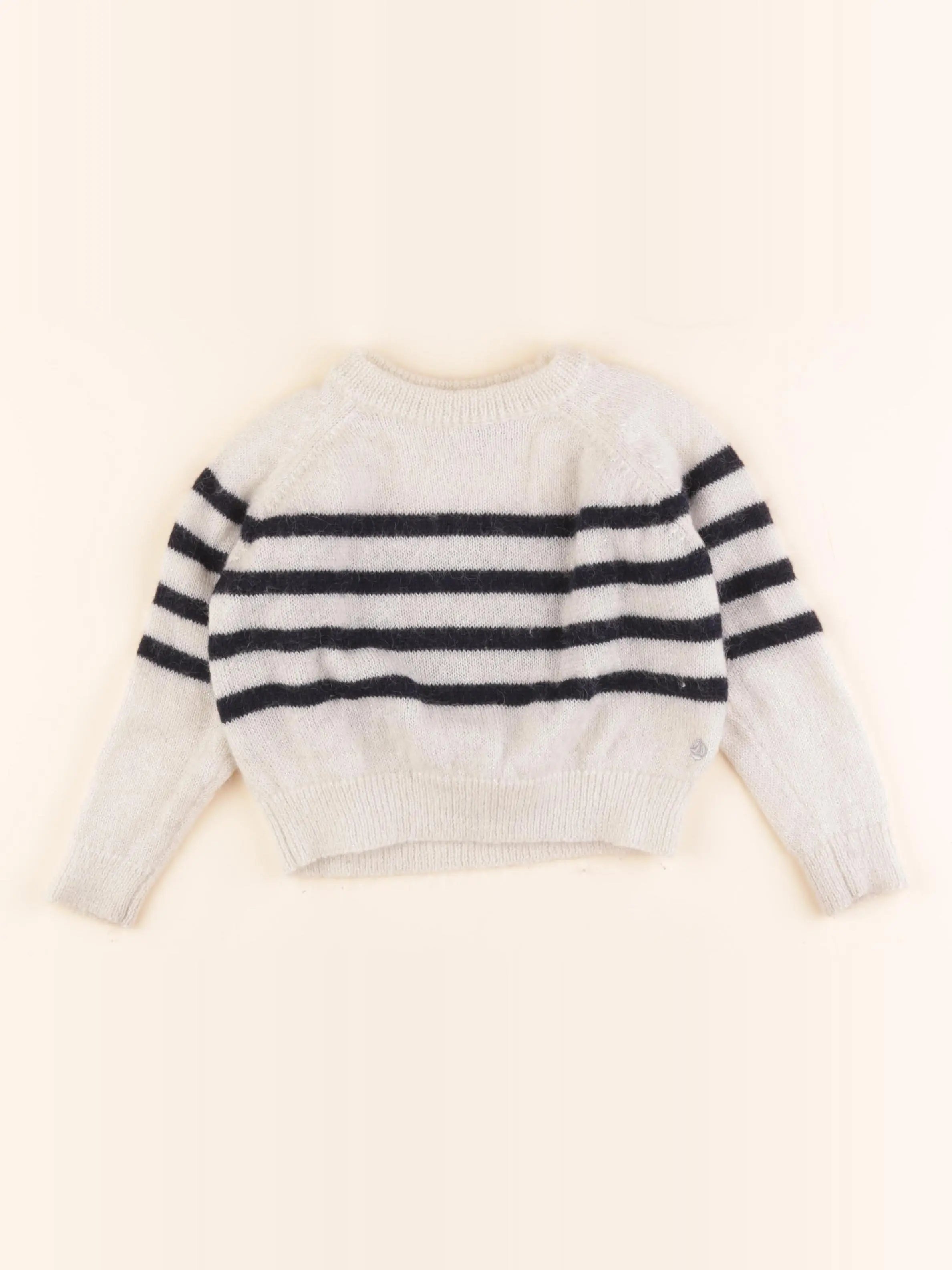 Petit Bateau - pull argent, blanc - 4 ans