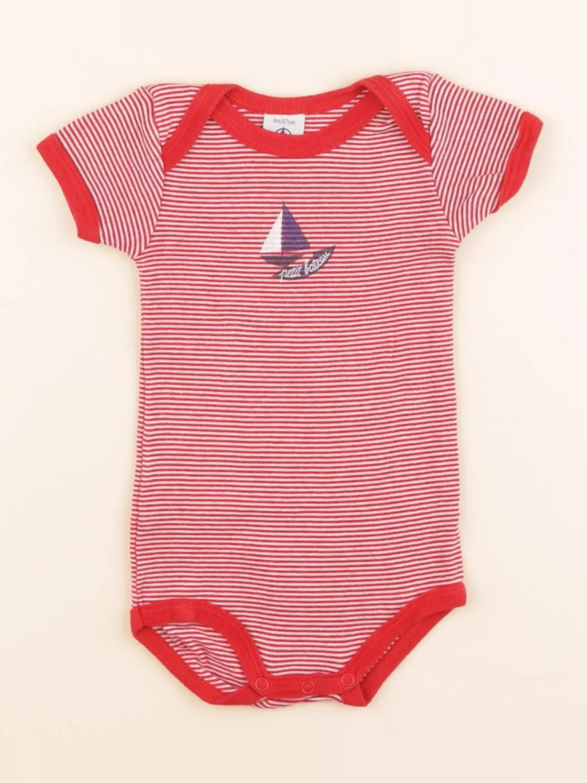 Petit Bateau - body rouge - 6 mois