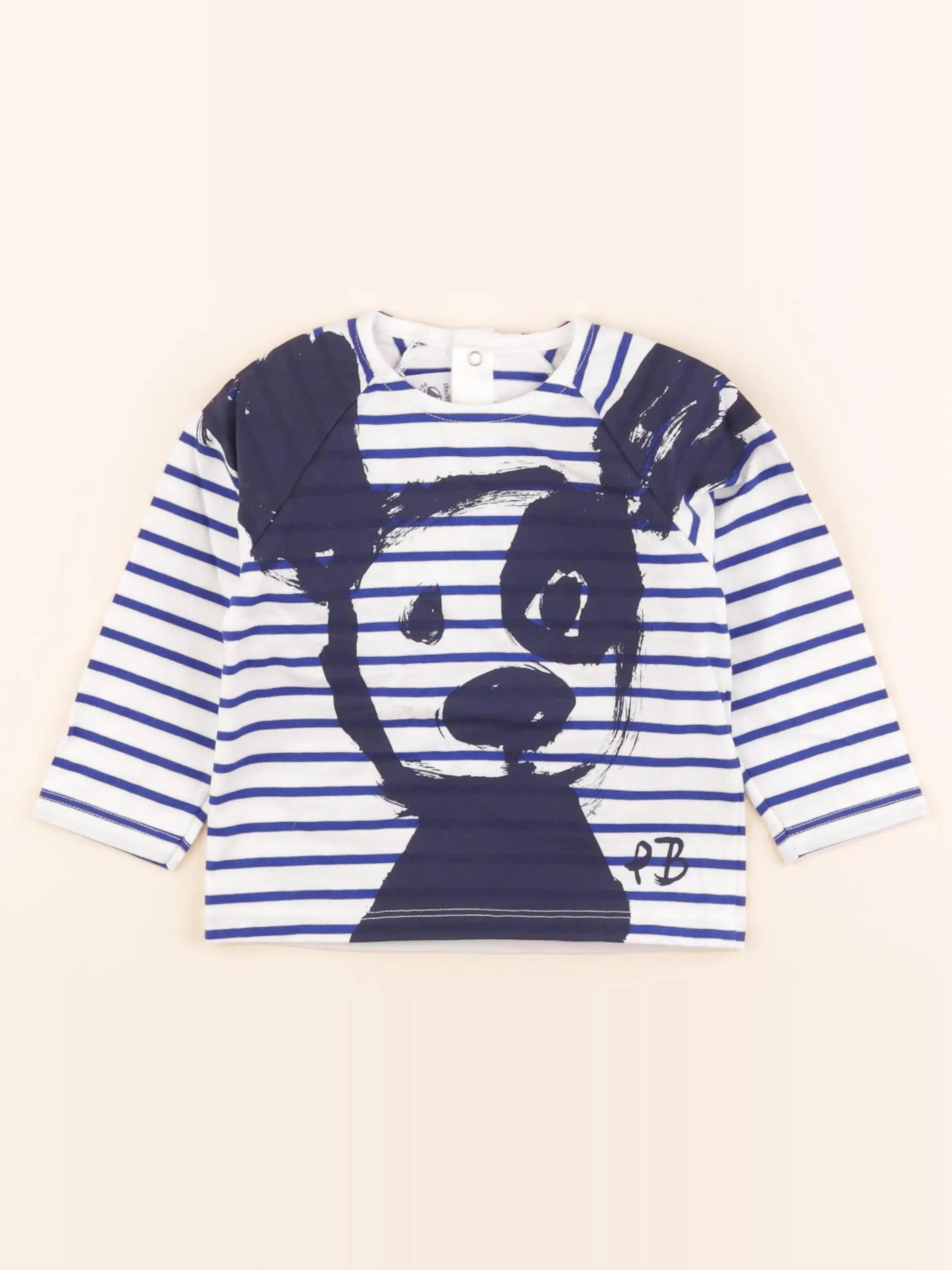 Petit Bateau - tee-shirt blanc, bleu - 18 mois