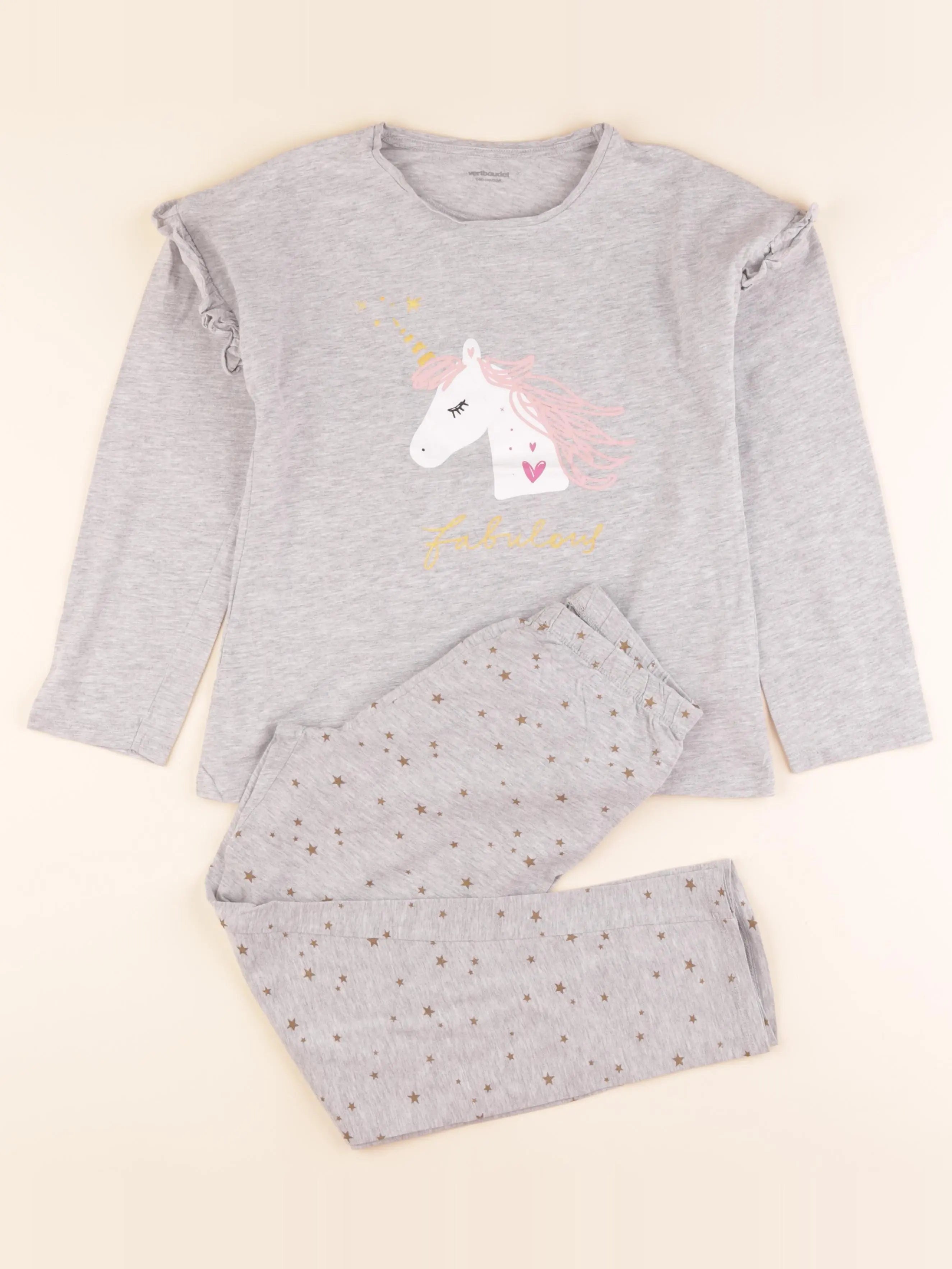 Vertbaudet - pyjama coton gris - 10 ans