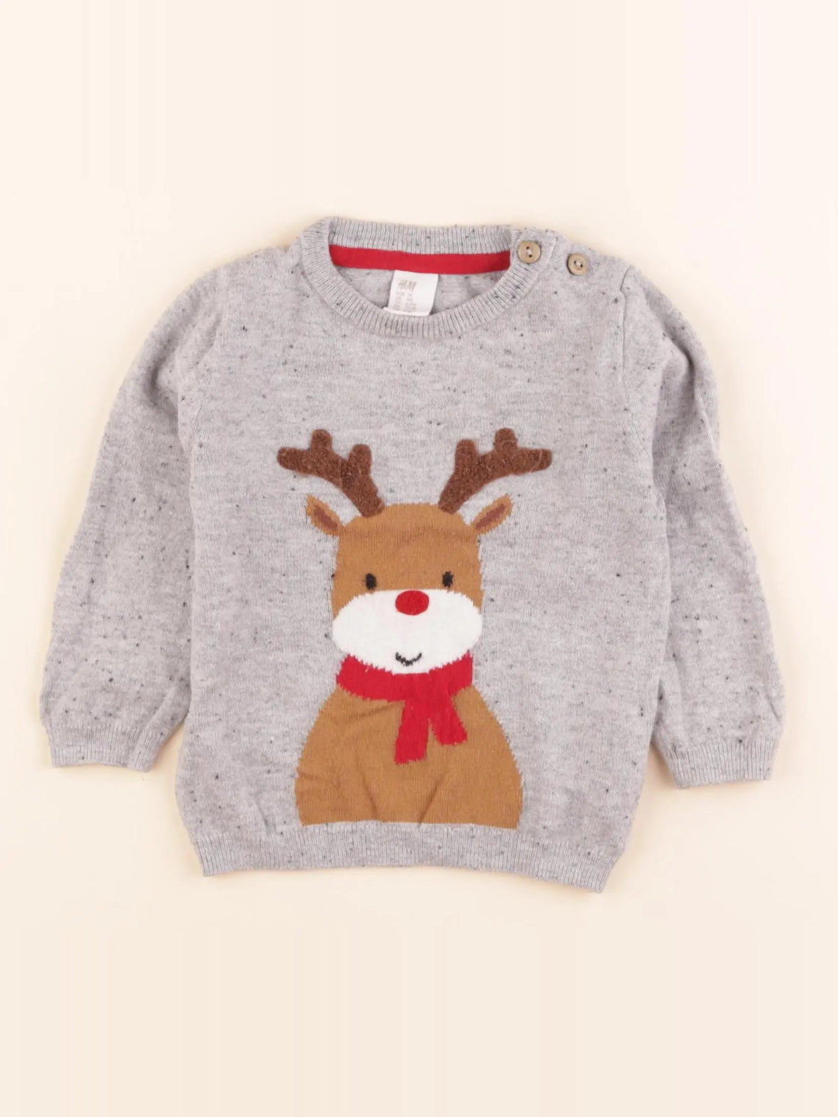 H&M - pull gris - 6/9 mois