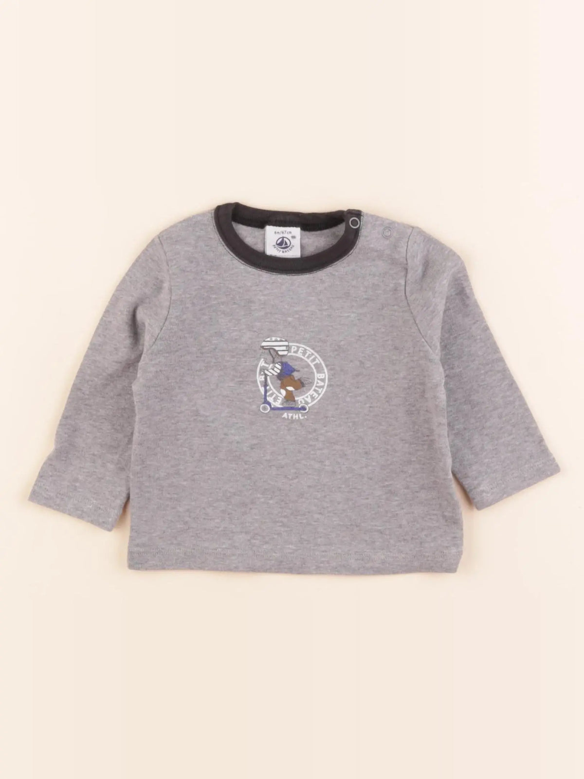 Petit Bateau - tee-shirt gris - 6 mois