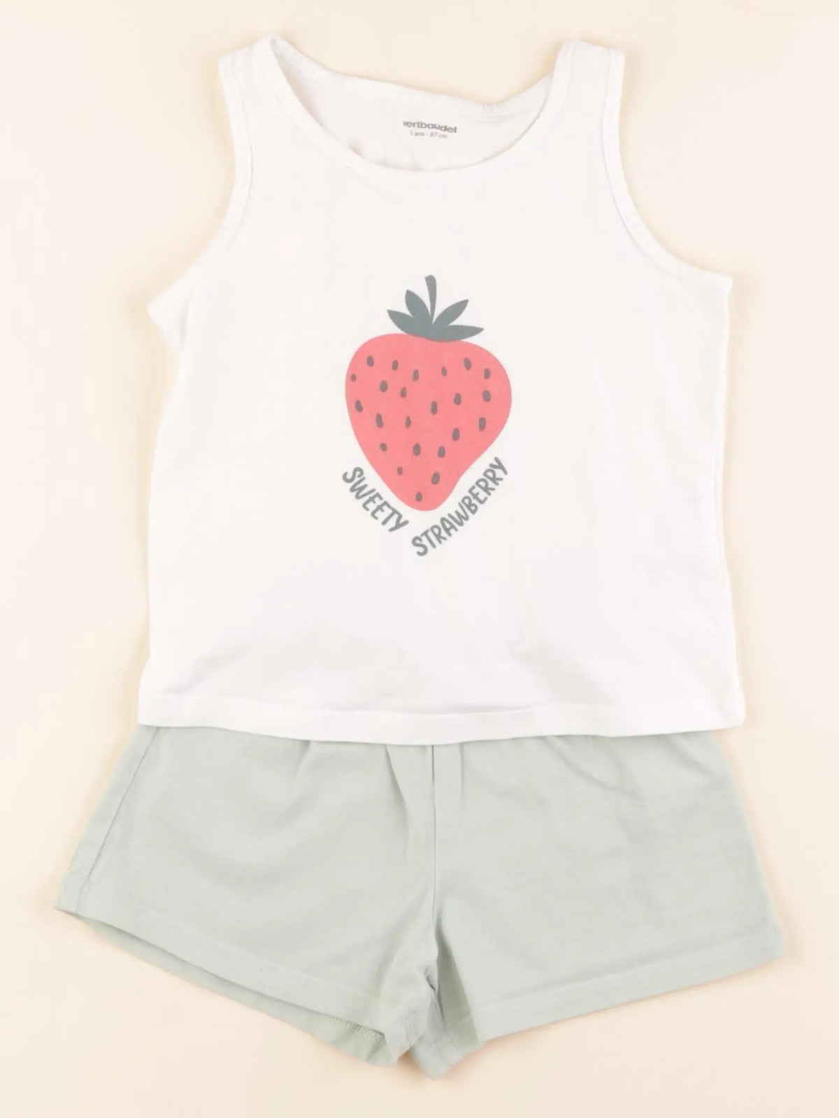Vertbaudet - pyjama coton blanc, vert - 3 ans