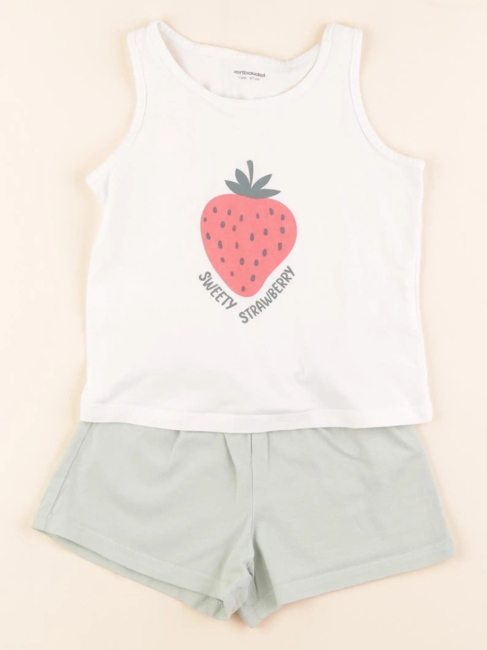 Vertbaudet - pyjama coton blanc, vert - 3 ans