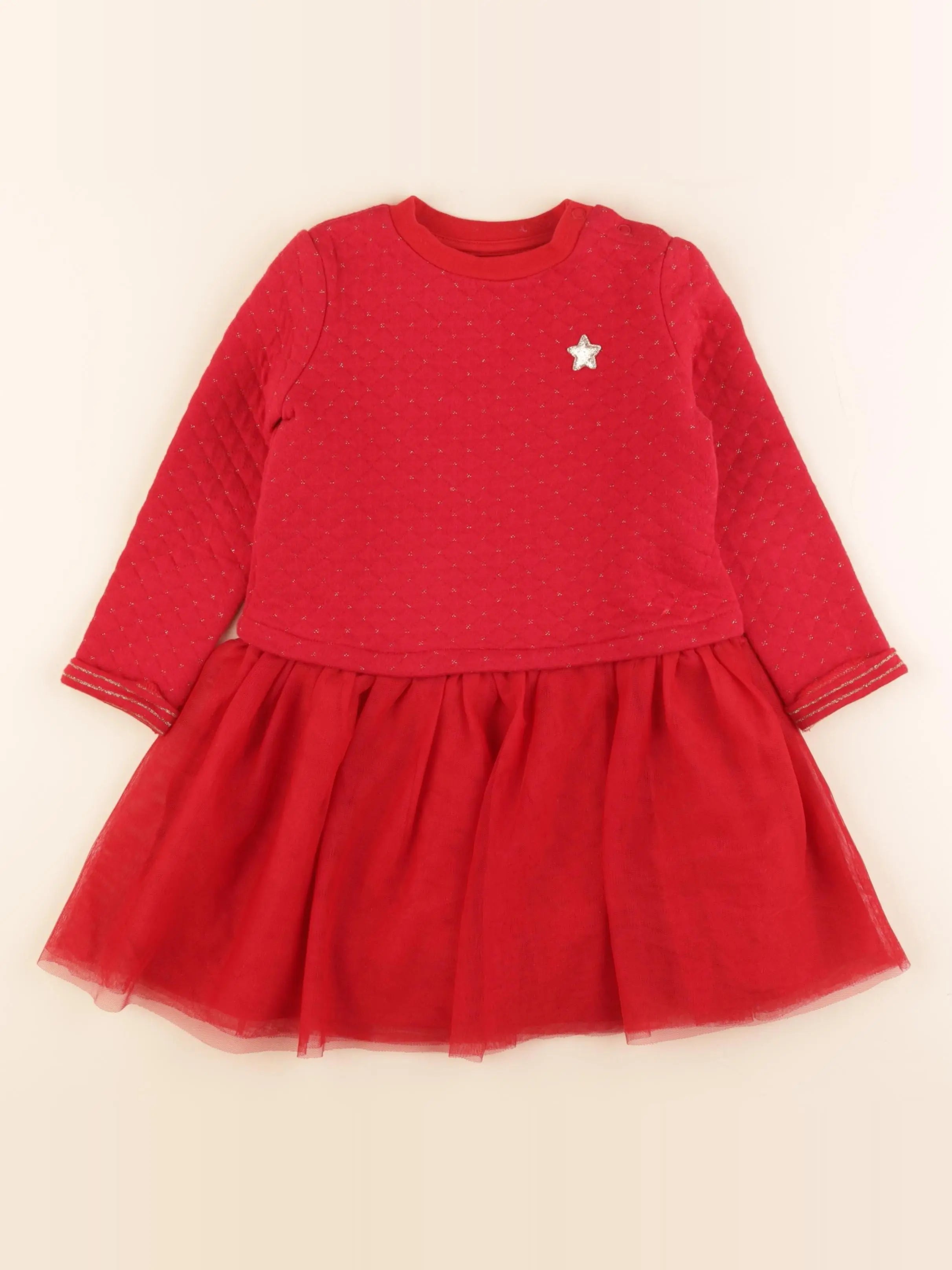 Vertbaudet - robe rouge, or - 4 ans