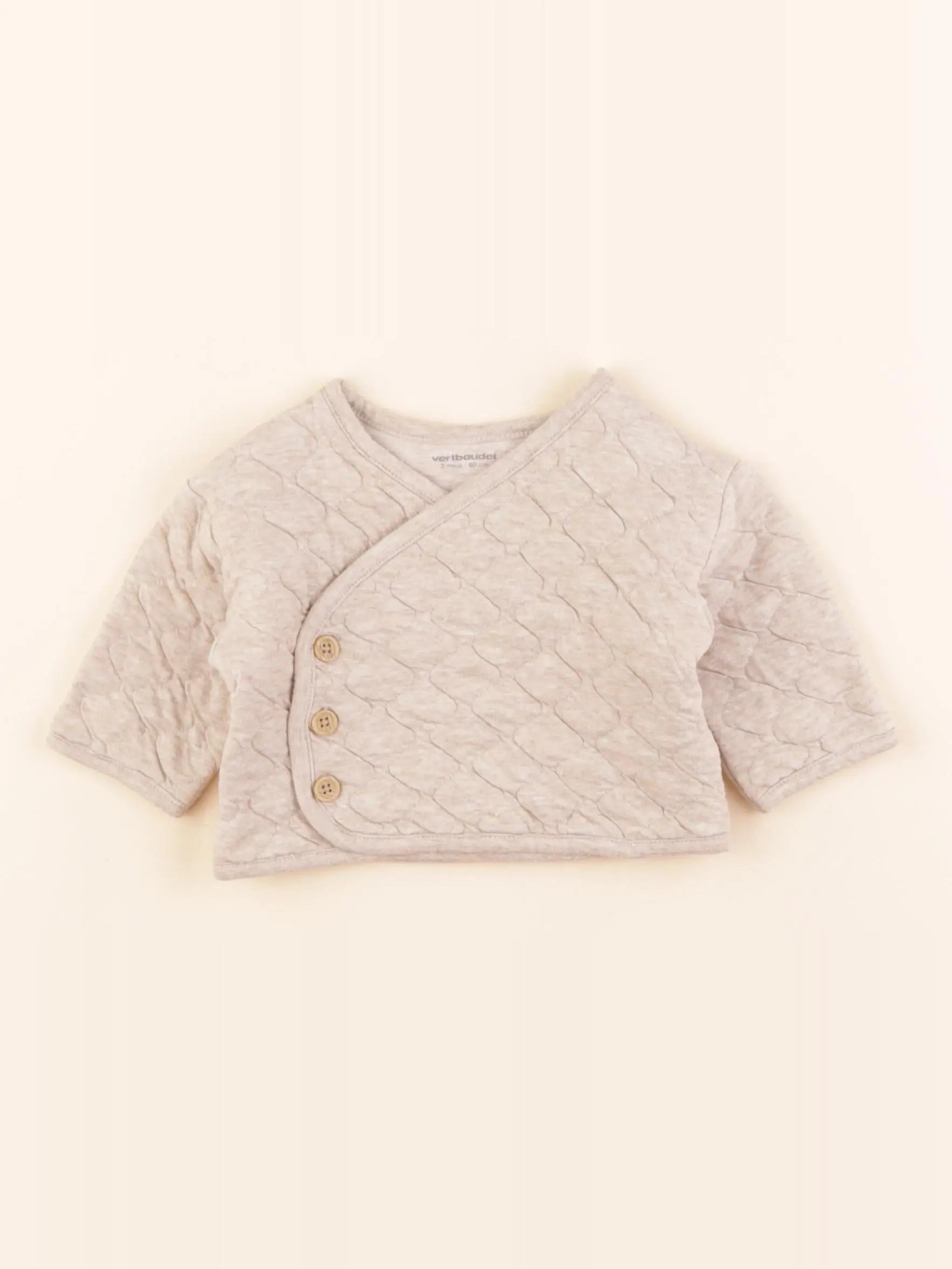 Vertbaudet - sweat beige - 3 mois