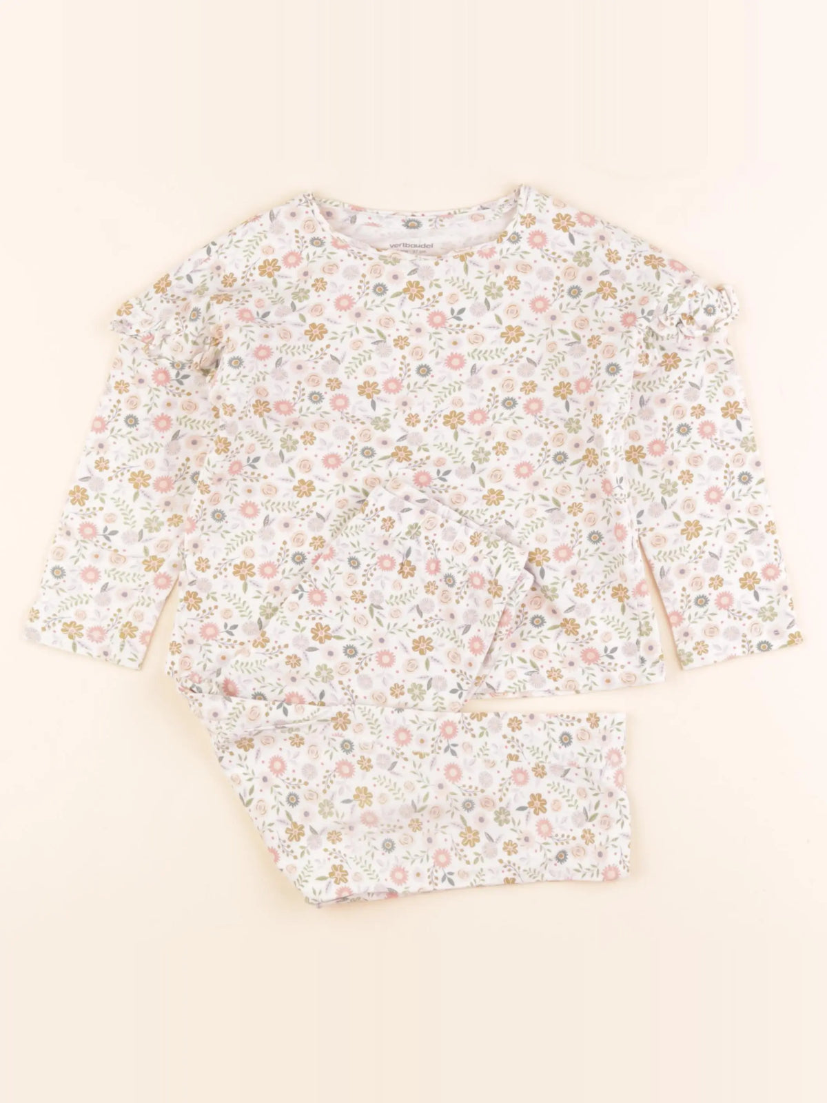 Vertbaudet - pyjama coton beige, multicolore - 3 ans