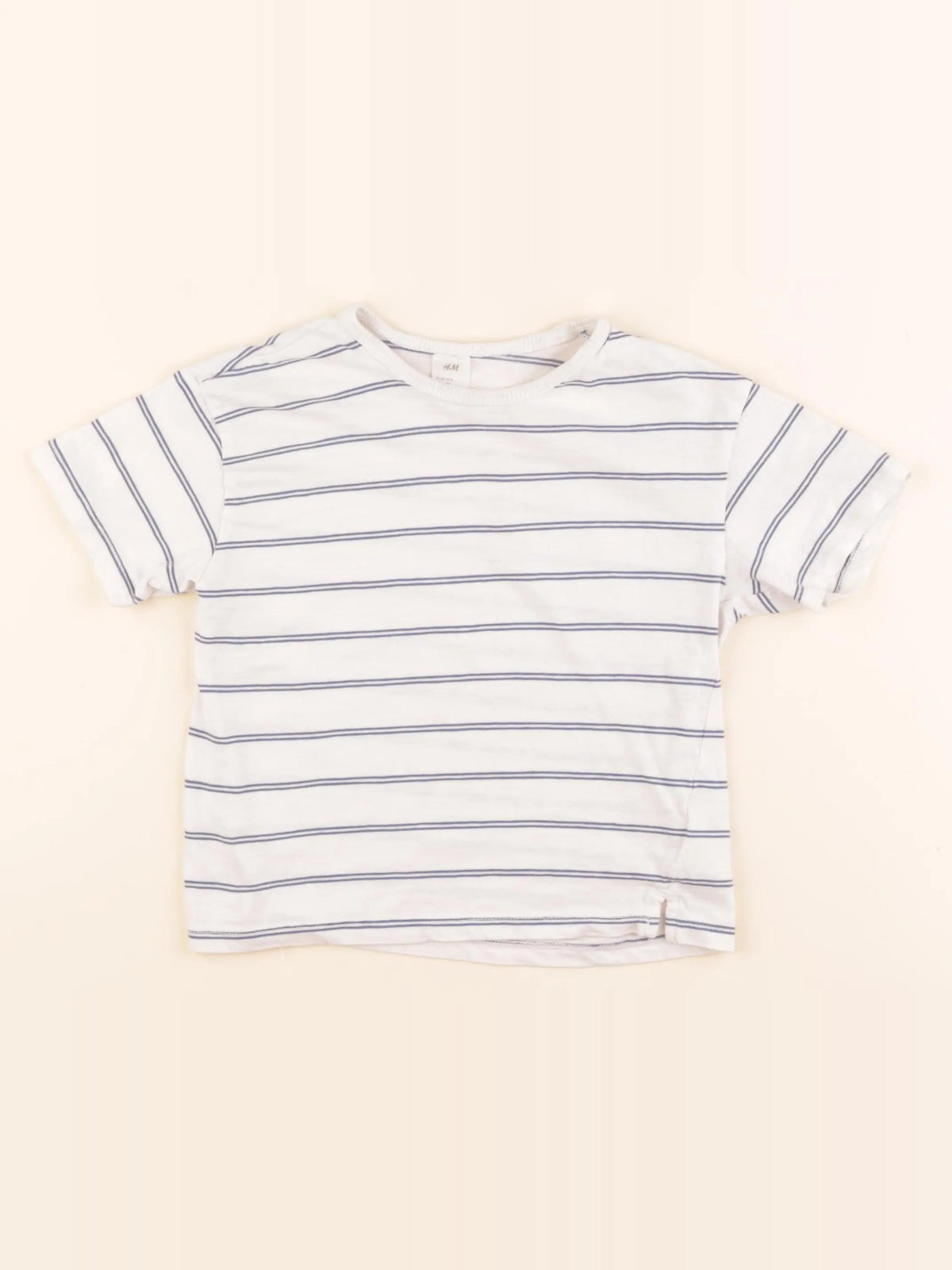 H&M - tee-shirt blanc, bleu - 3/4 ans