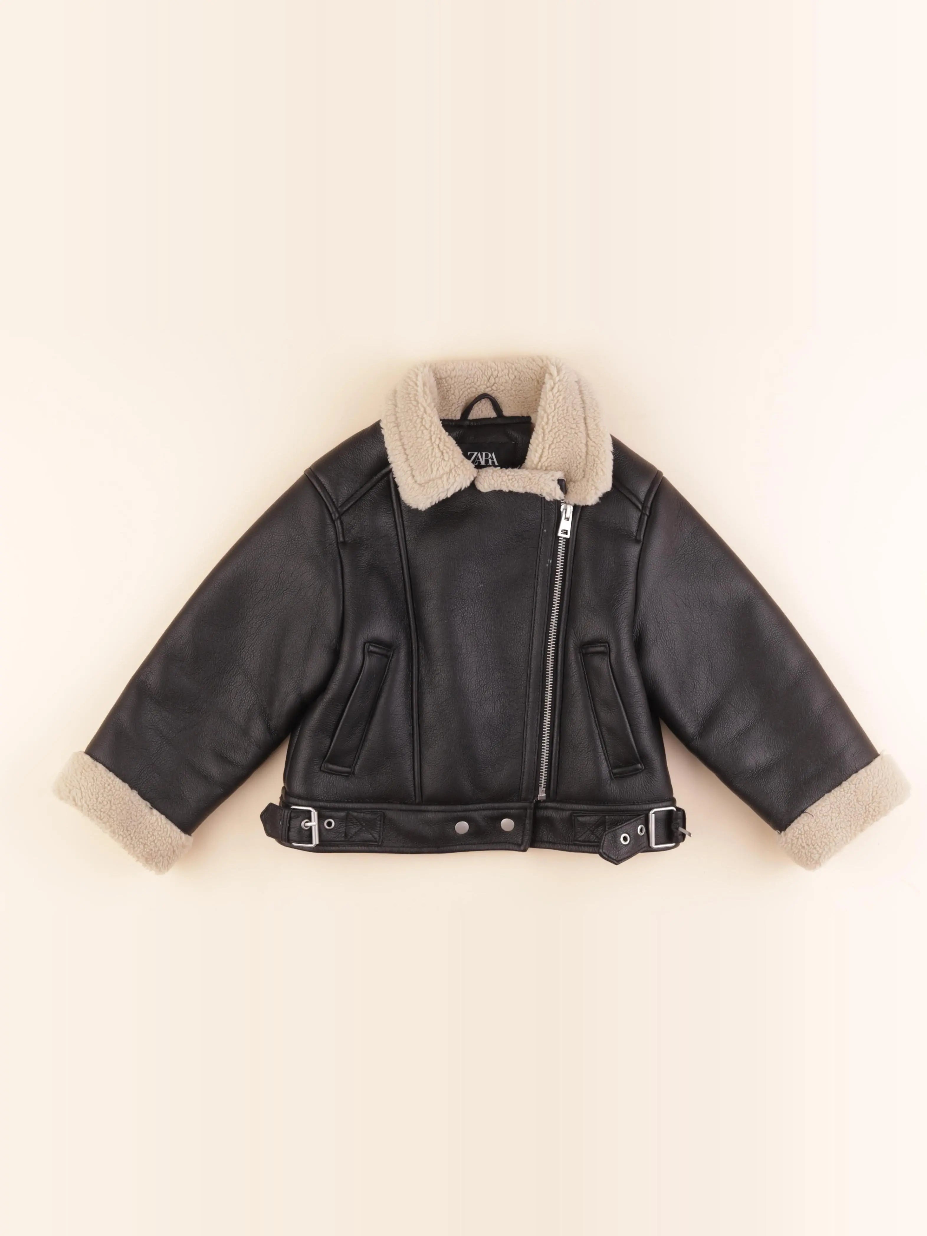 Zara - veste simili cuir noir - 4 ans
