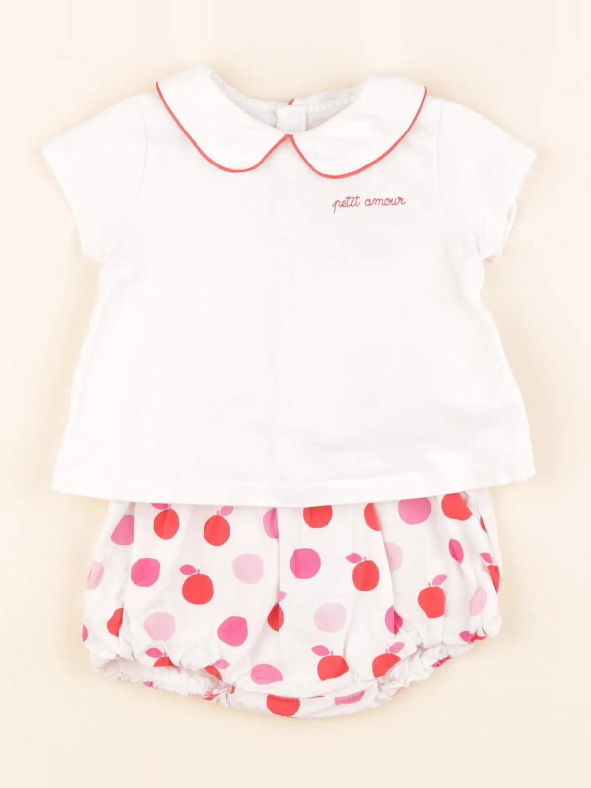 Jacadi - ensemble blanc, rose - 6 mois