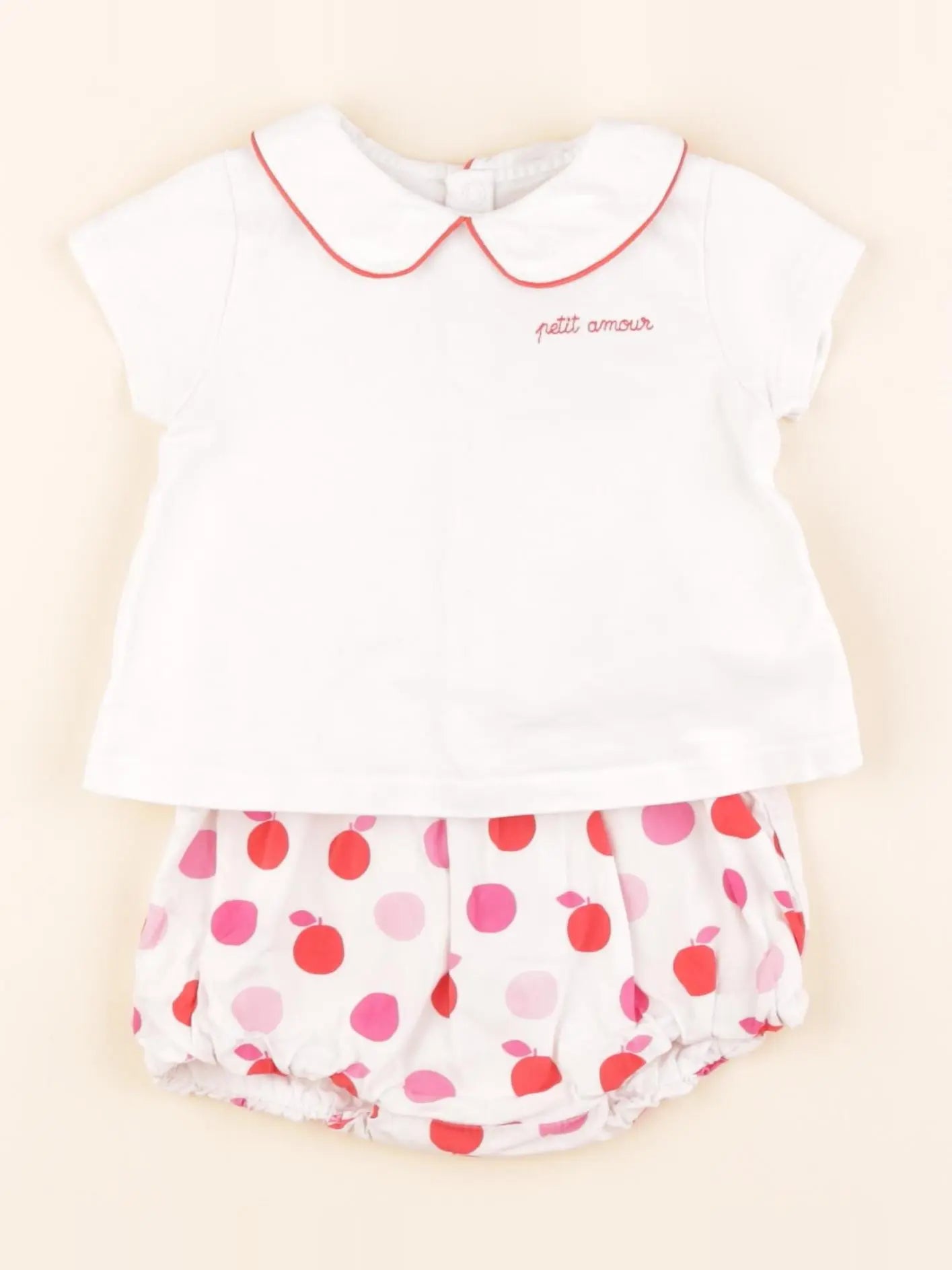 Jacadi - ensemble blanc, rose - 6 mois