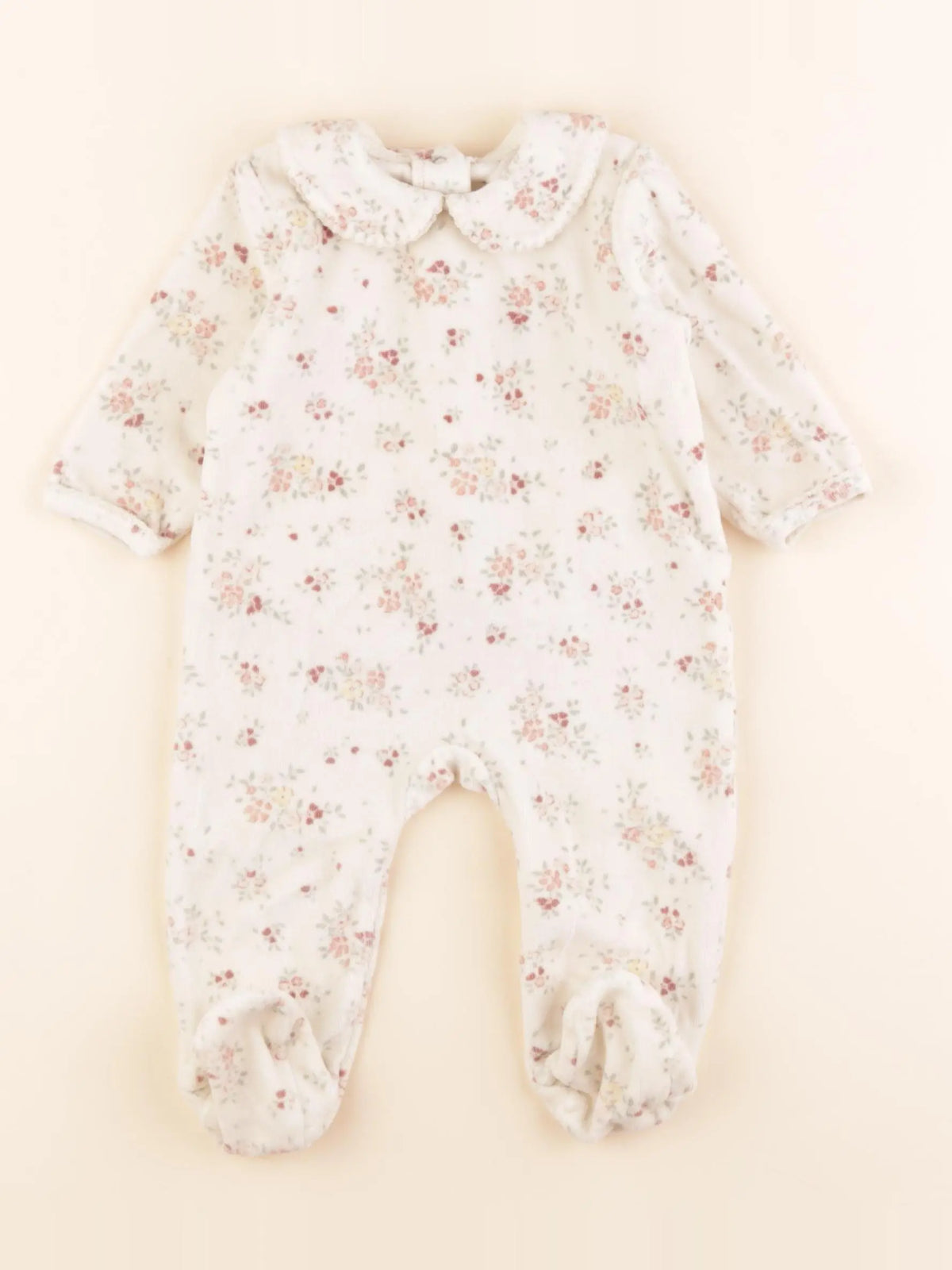 Vertbaudet - pyjama velours beige - 6 mois