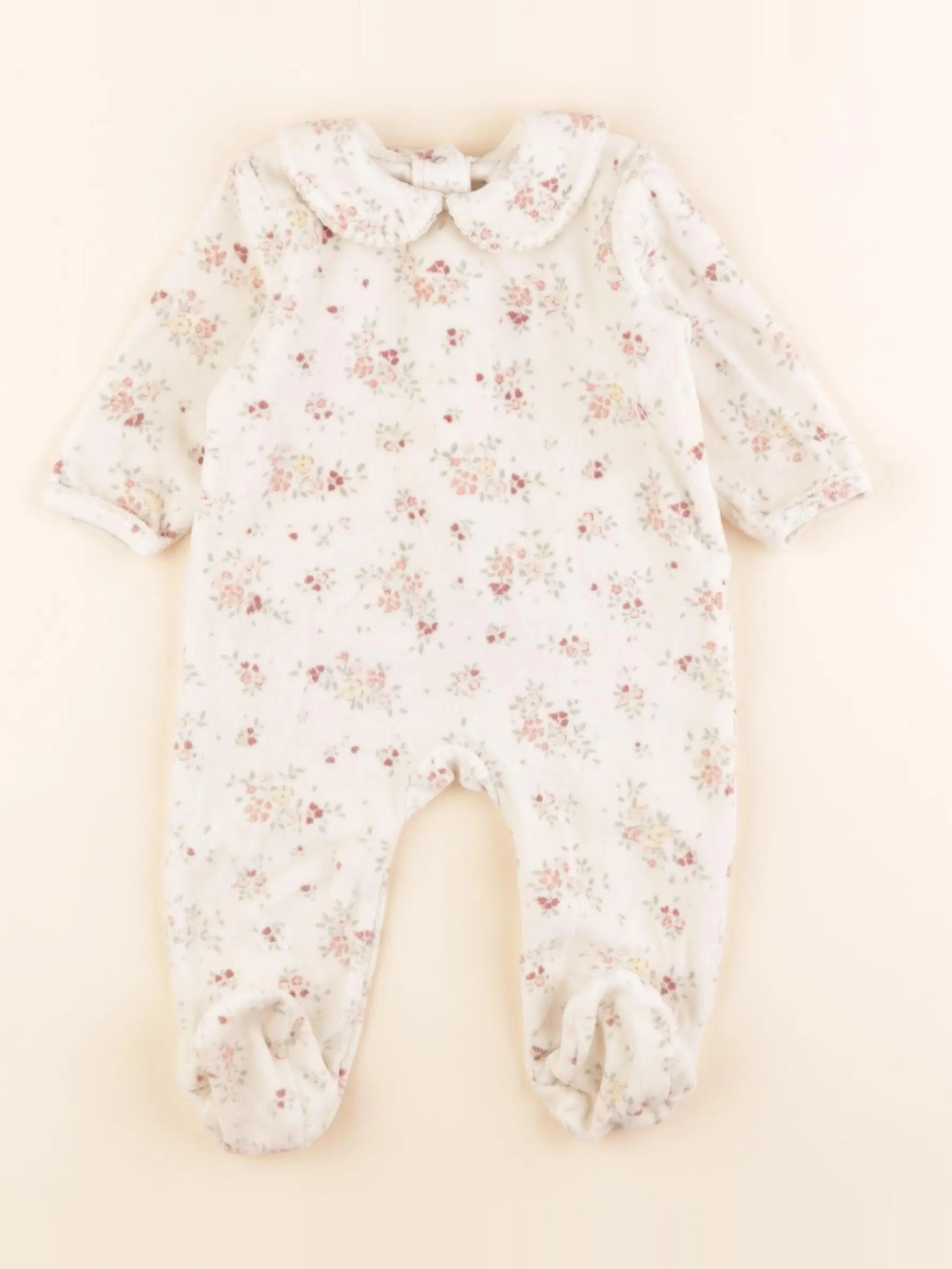Vertbaudet - pyjama velours beige - 6 mois