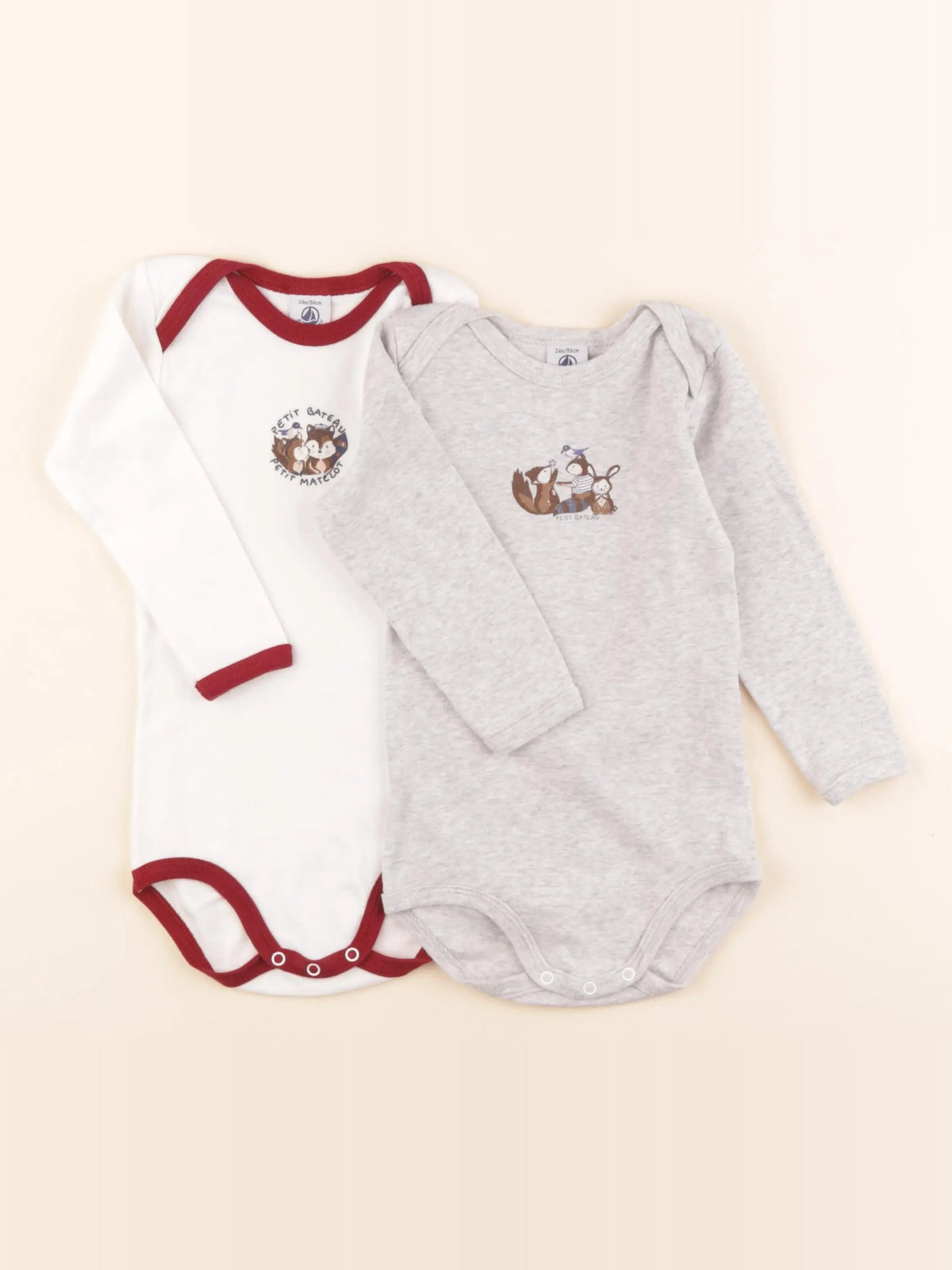 Petit Bateau - lot de 2 bodies en coton multicolore - 24 mois