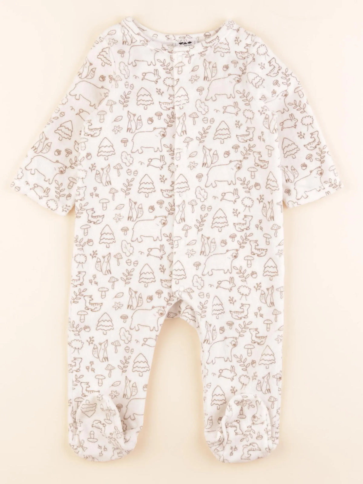 Tape à l'oeil - pyjama velours beige, marron - 9 mois