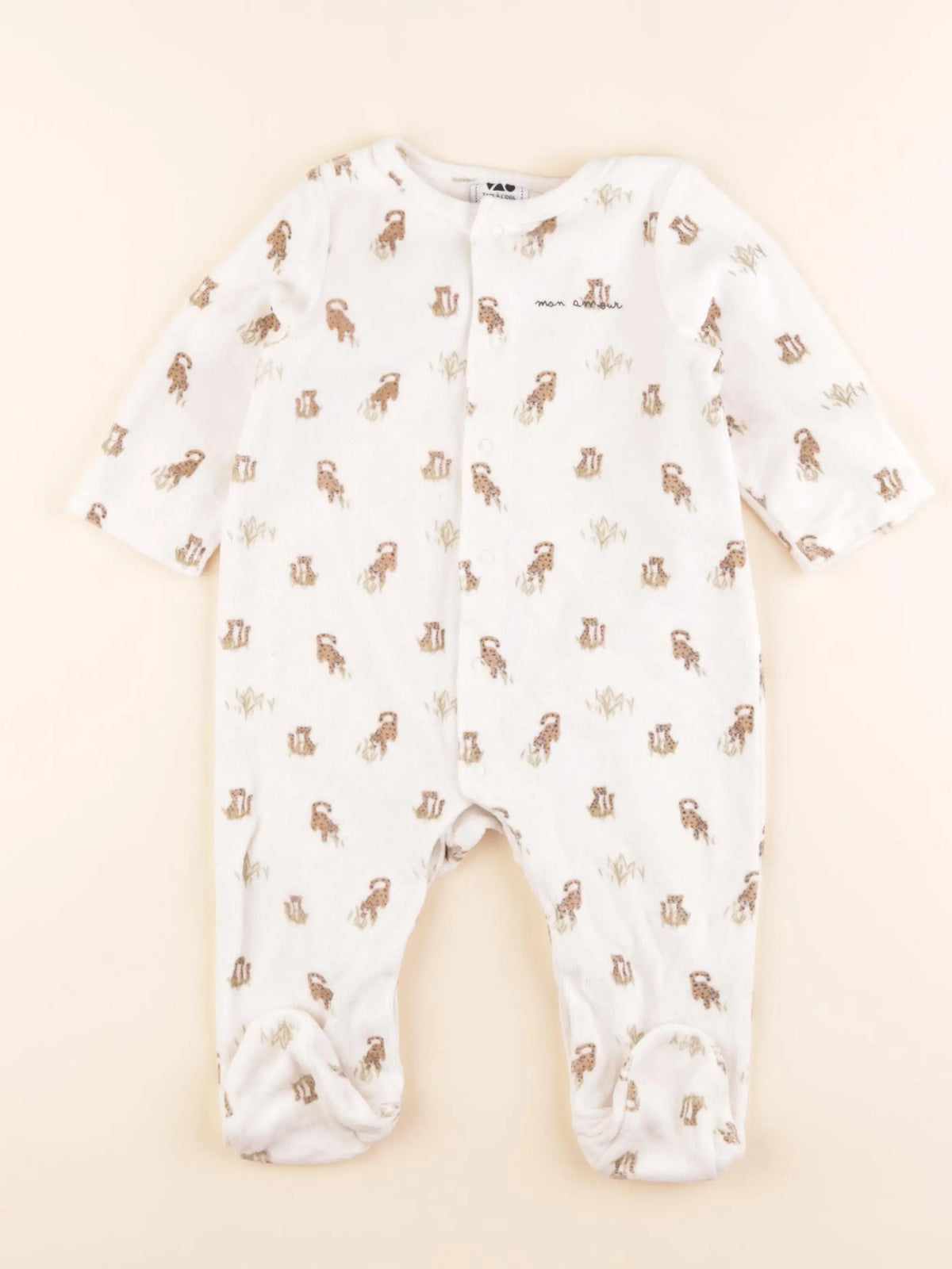 Tape à l'oeil - pyjama velours beige - 9 mois