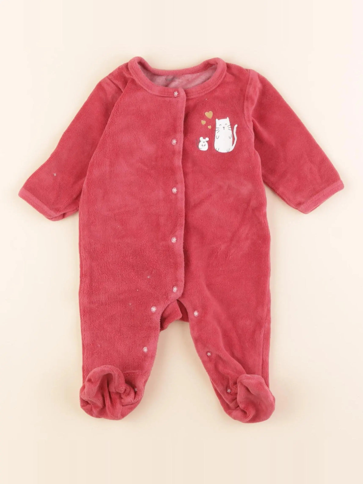 Vertbaudet - pyjama velours rouge - 3 mois