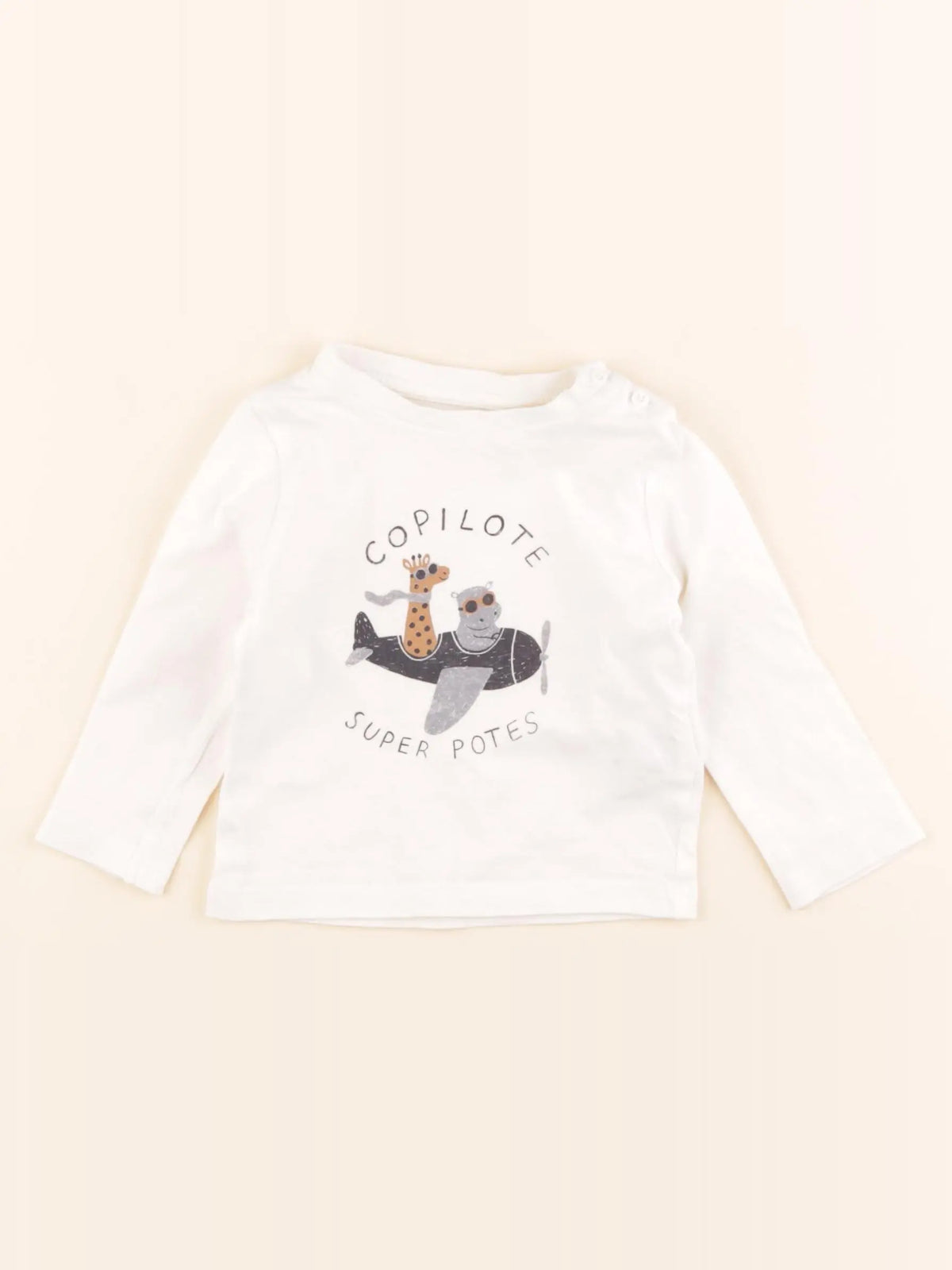 Vertbaudet - tee-shirt beige - 6 mois