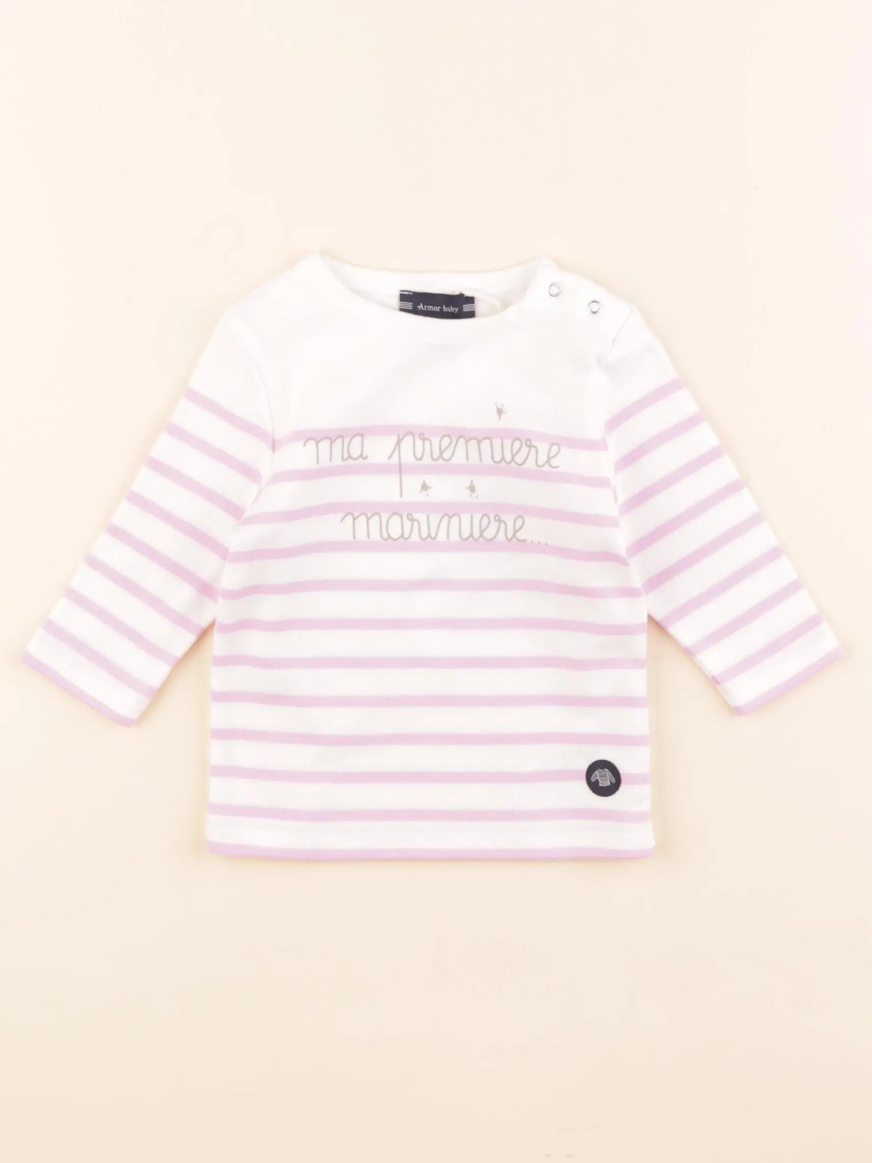 Armor Lux - tee-shirt blanc, rose - 6 mois
