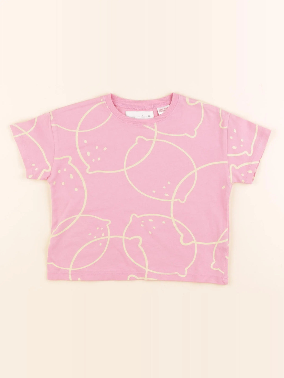 Zara - tee-shirt jaune, rose - 3 ans