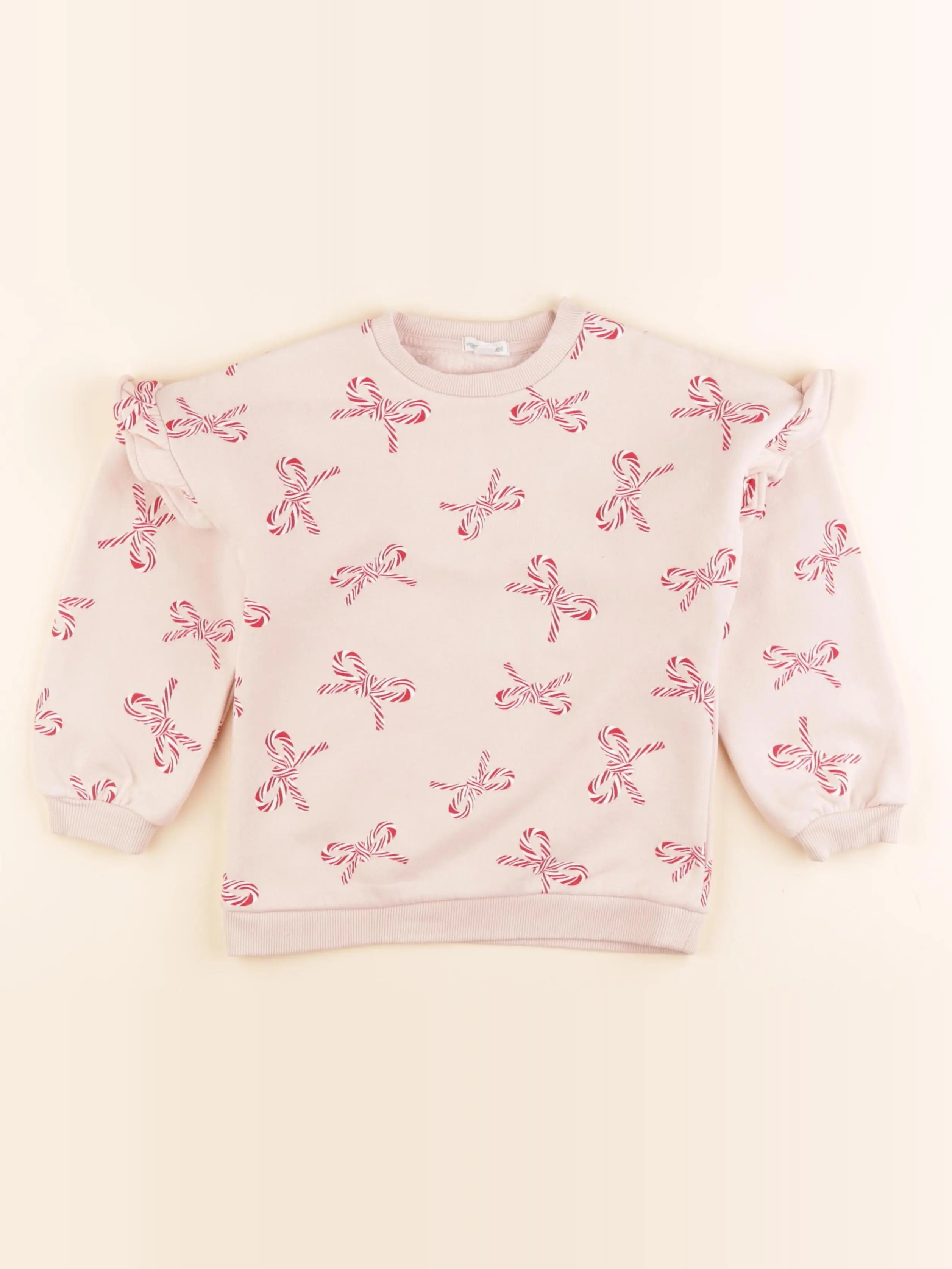 Vertbaudet - sweat beige, rouge - 6 ans
