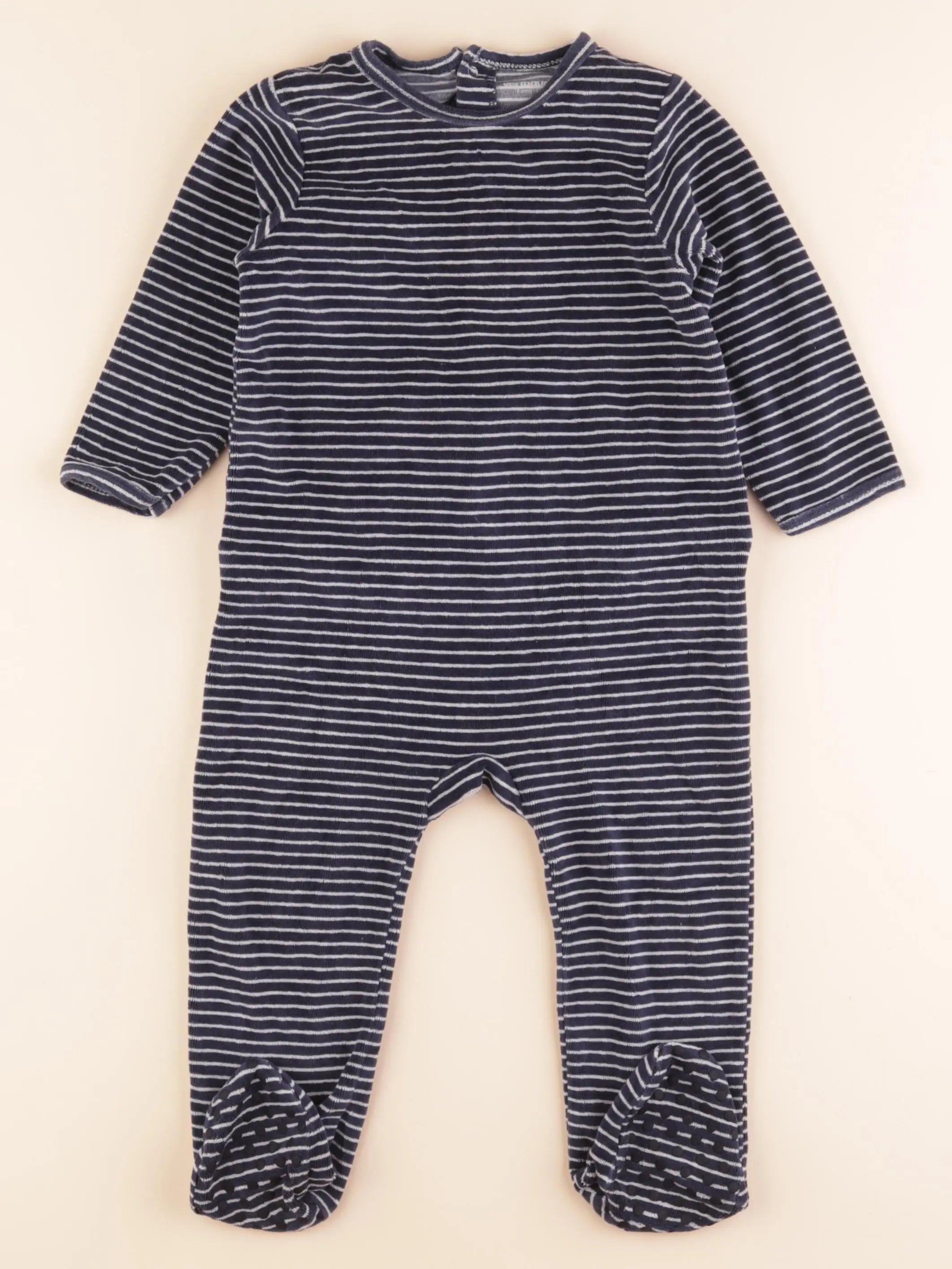 Vertbaudet - pyjama velours blanc, bleu - 18 mois