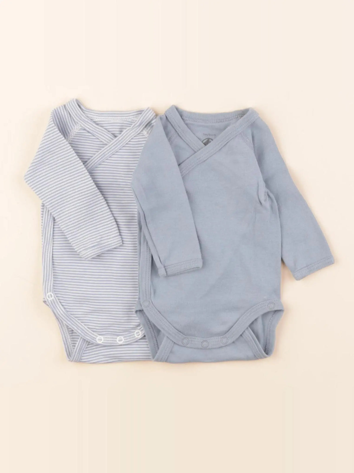 Petit Bateau - lot de 2 bodies en coton bleu - 1 mois