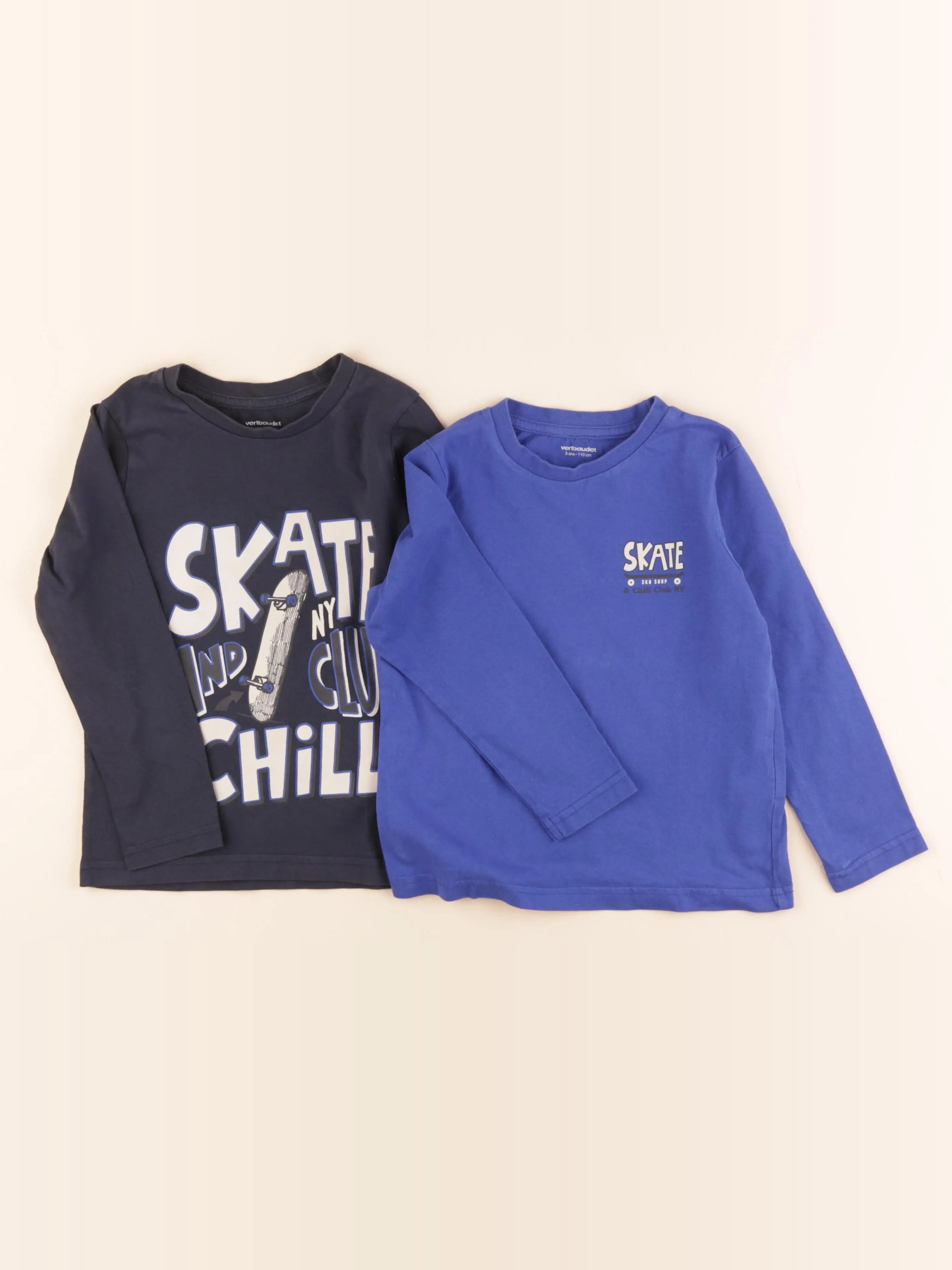 Vertbaudet - lot de 2 tee-shirts bleu - 5 ans