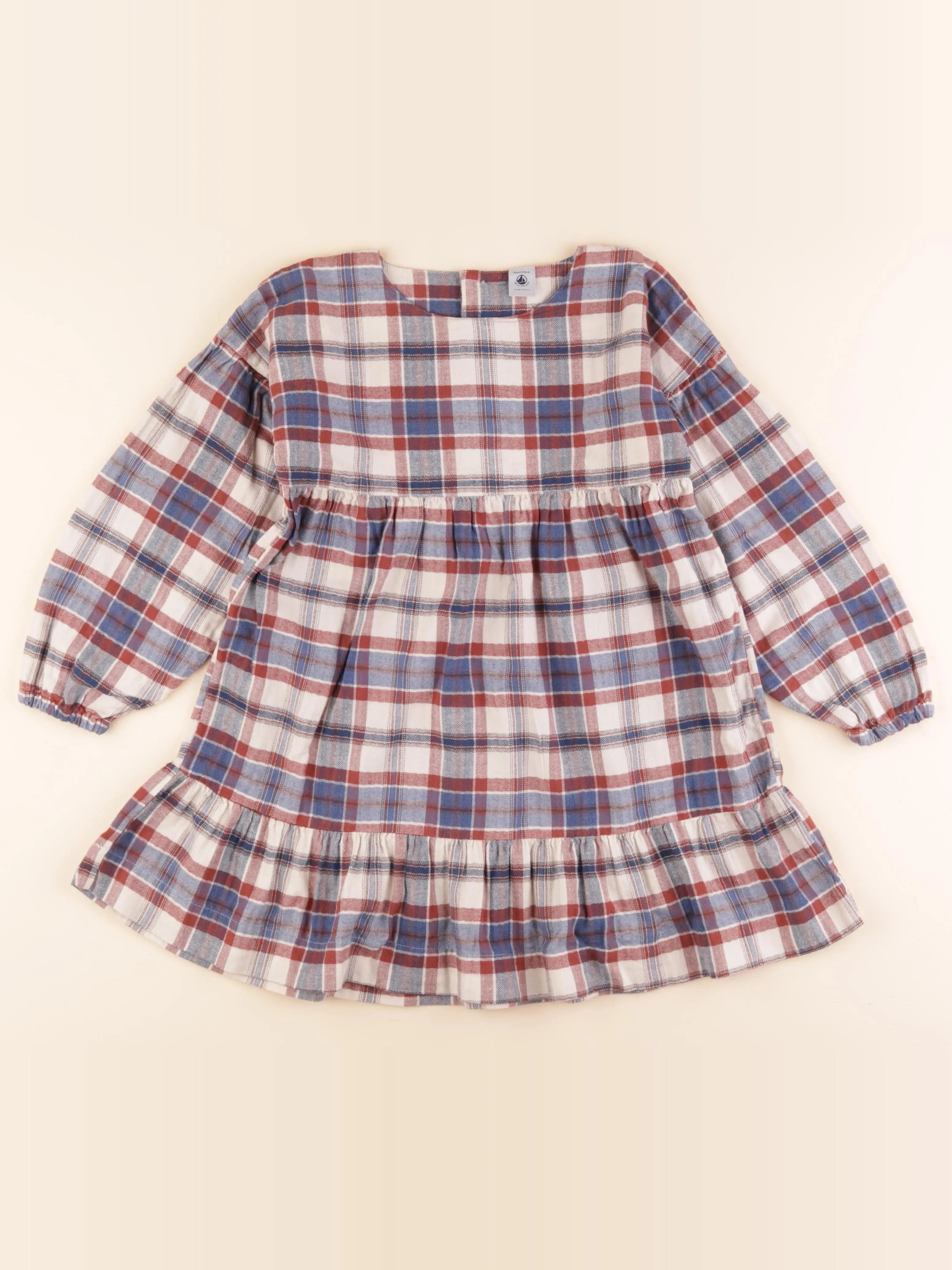 Petit Bateau - robe bleu, marron - 8 ans