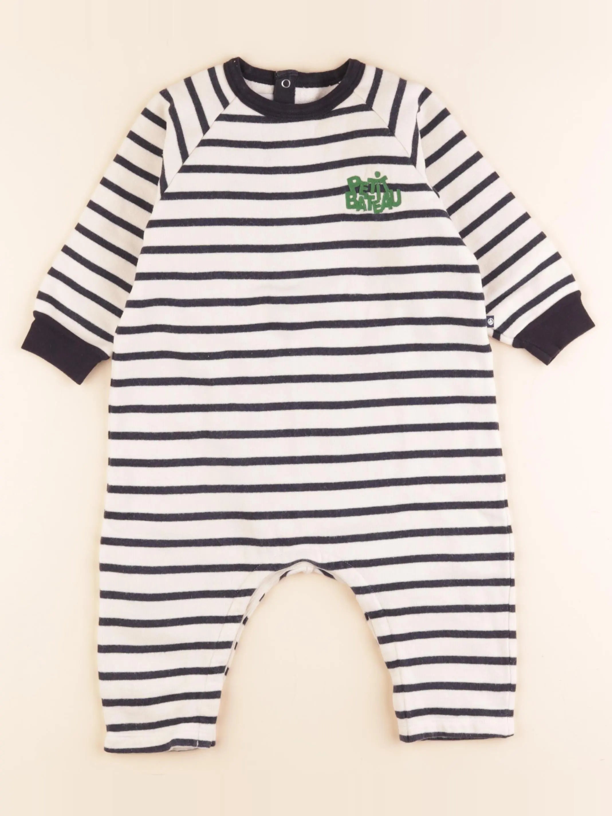 Petit Bateau - combinaison blanc, bleu - 24 mois