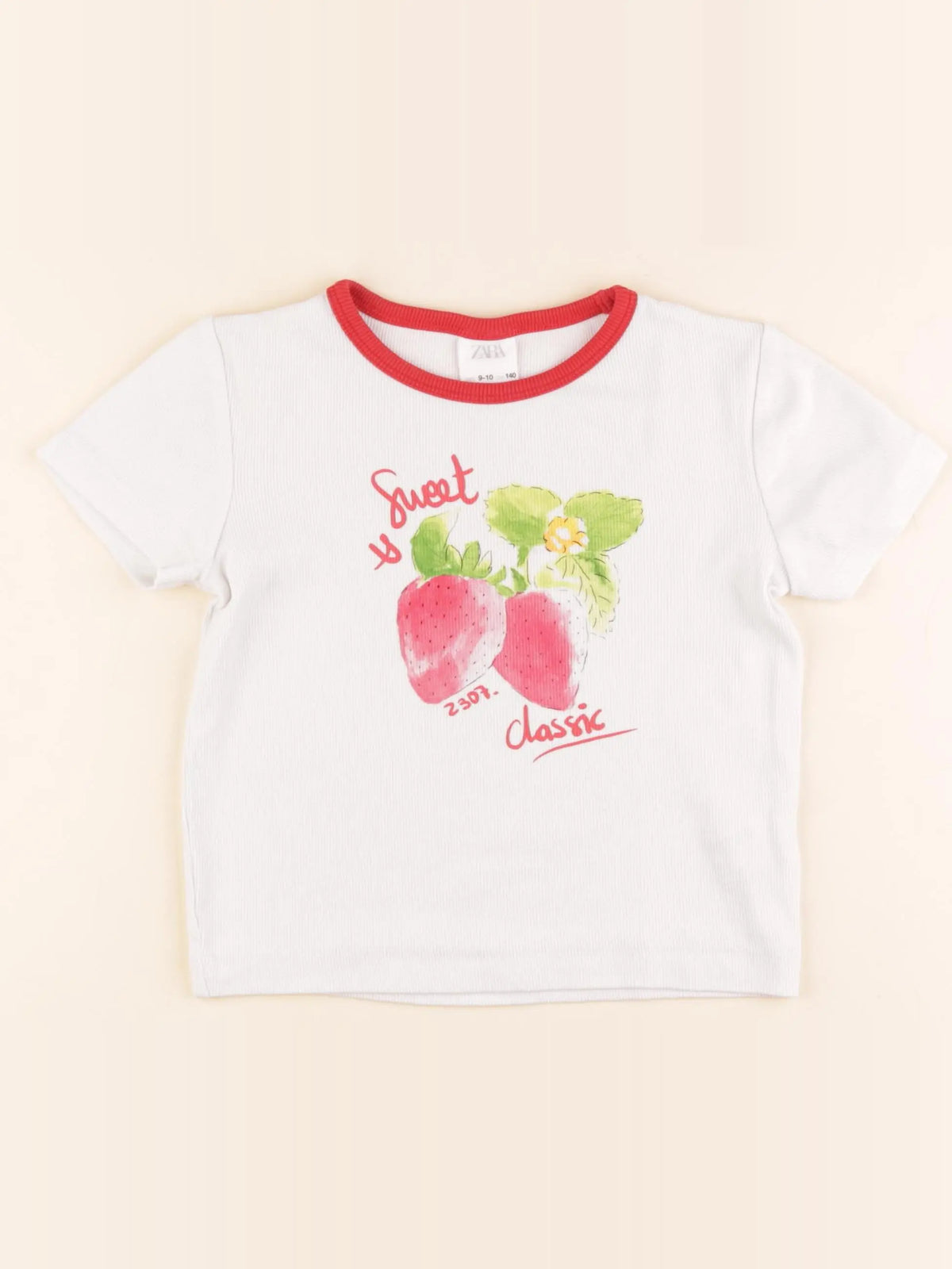 Zara - tee-shirt blanc, rouge - 9/10 ans
