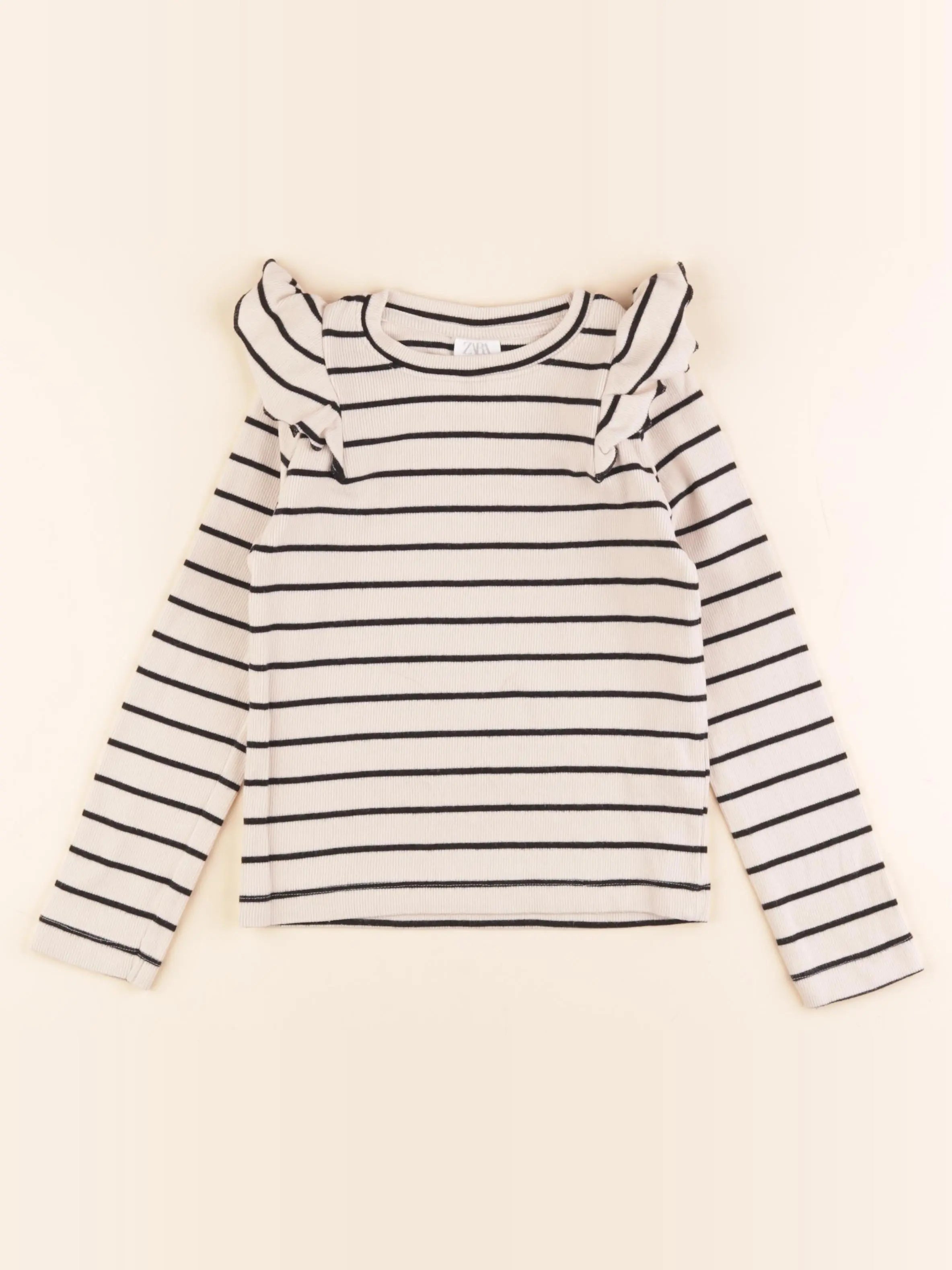 Zara - tee-shirt beige, bleu - 8/9 ans