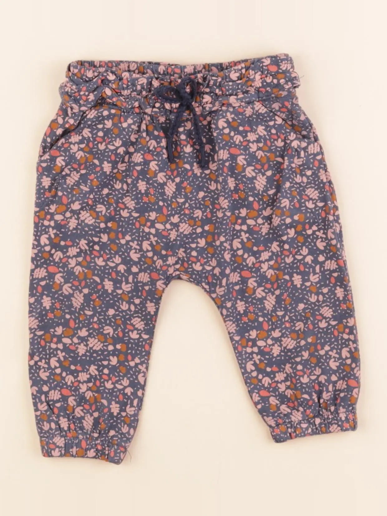 Vertbaudet - pantalon bleu, rose - 6 mois