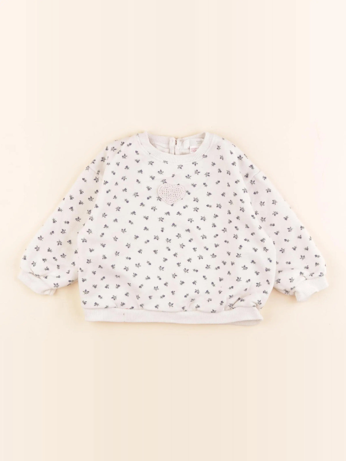 Zara - sweat blanc, violet - 6/9 mois