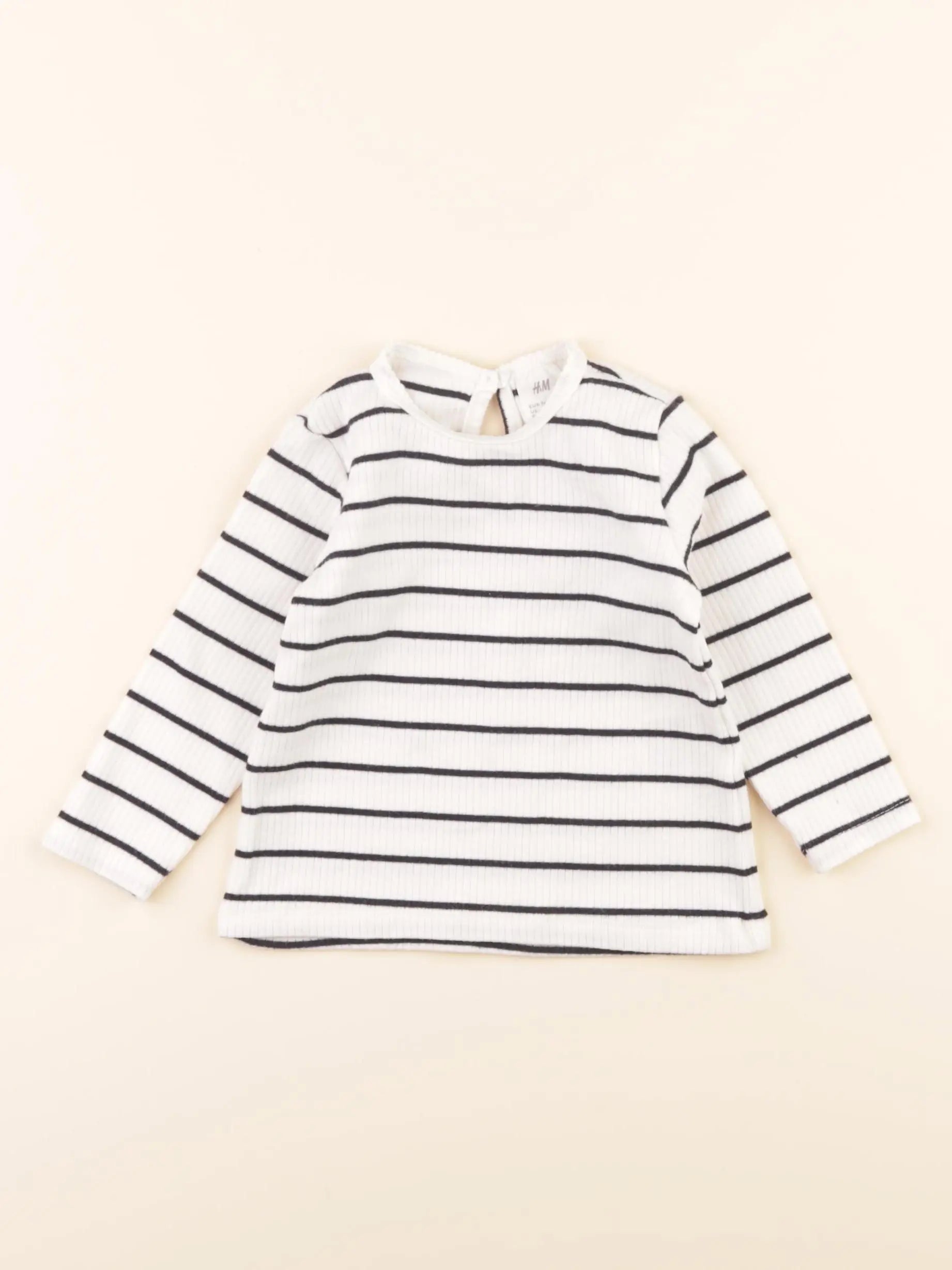 H&M - tee-shirt blanc, noir - 6/9 mois