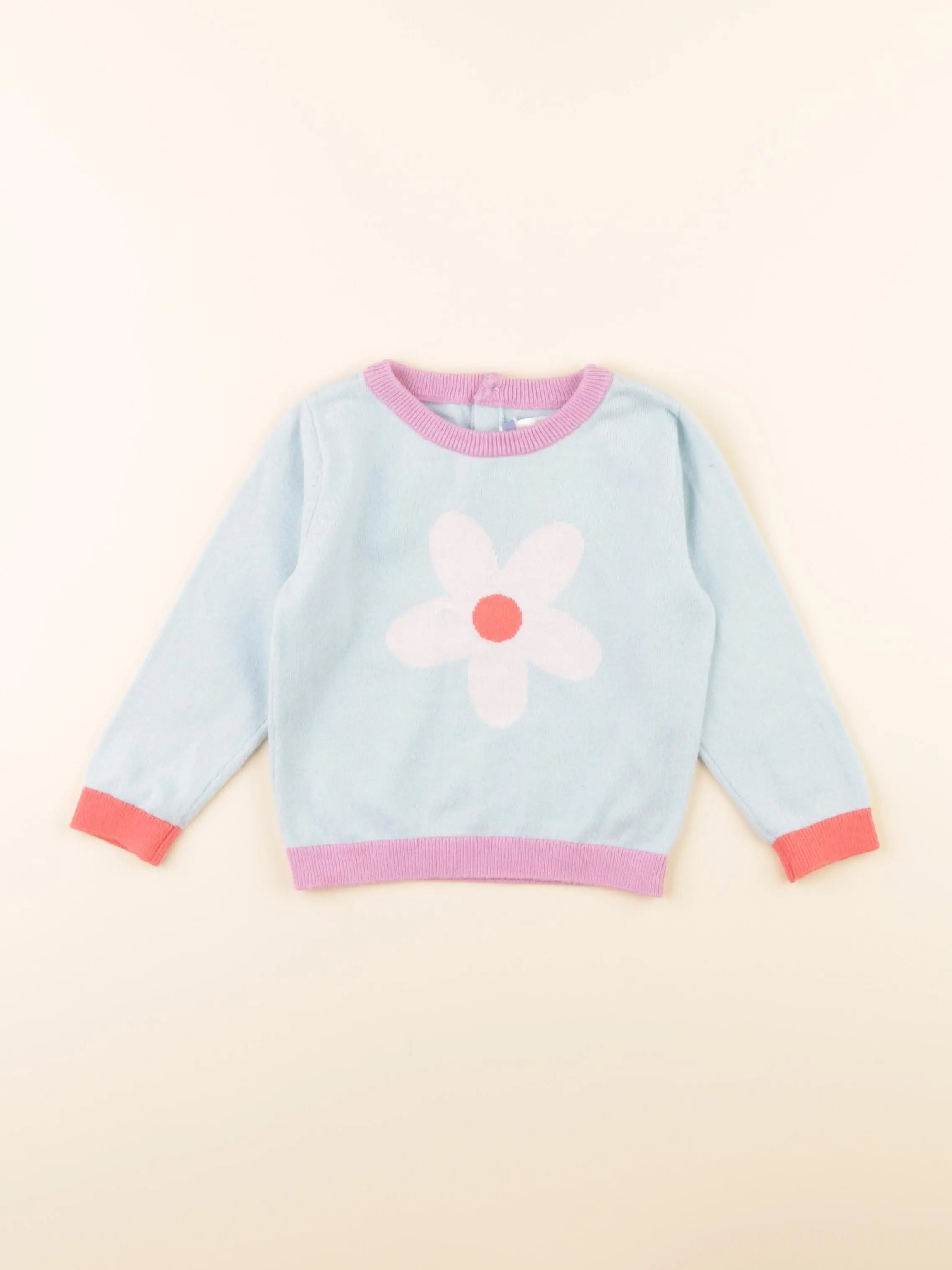 Jacadi - pull bleu, rose - 18 mois