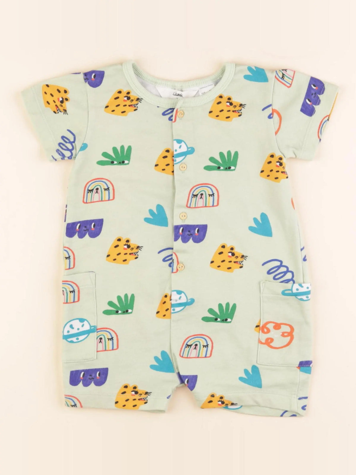 H&M - pyjama coton vert, multicolore - 9/12 mois