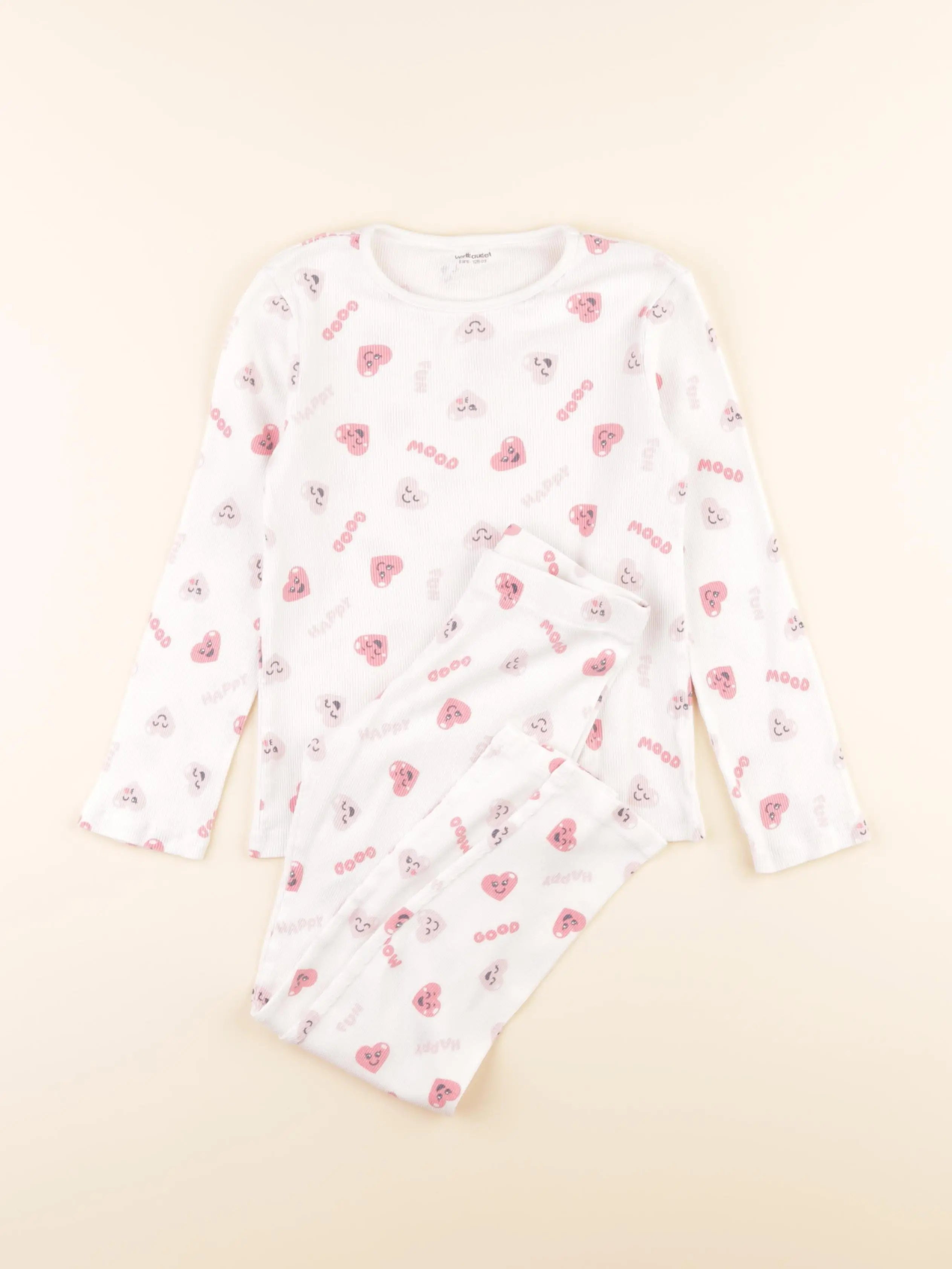 Vertbaudet - pyjama coton blanc, rose - 8 ans