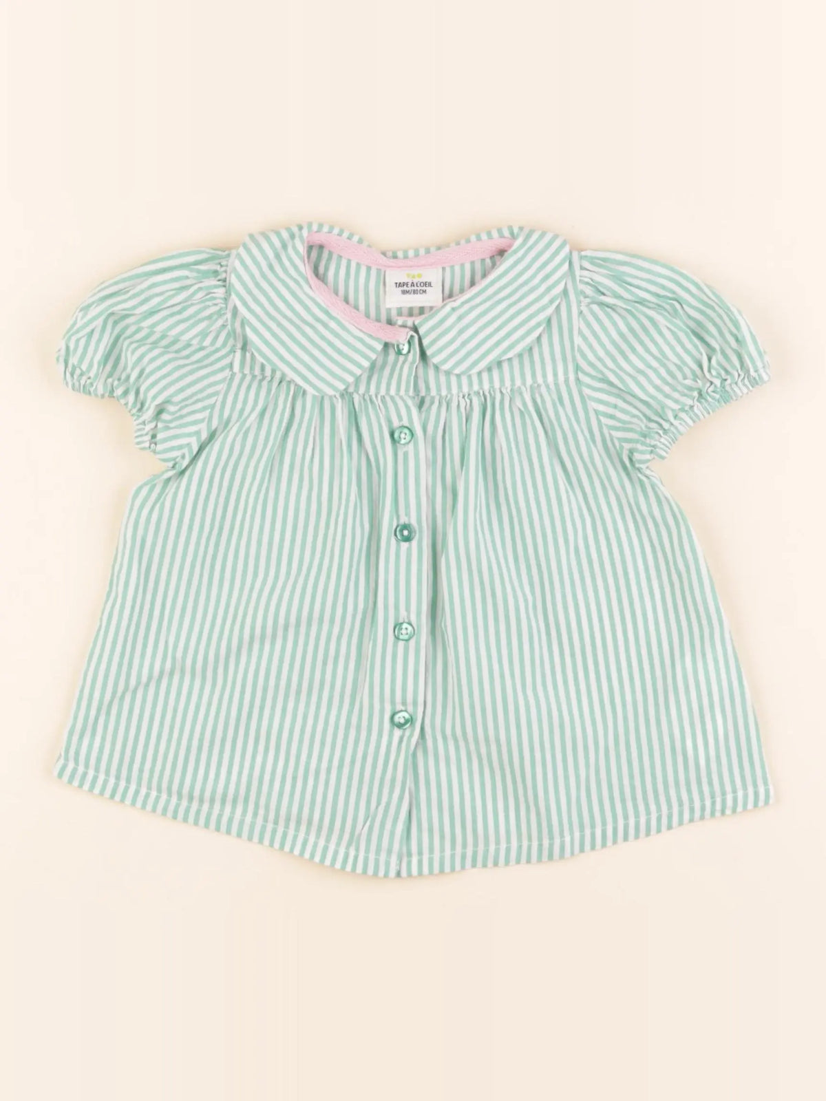 Tape à l'oeil - blouse vert, blanc - 18 mois